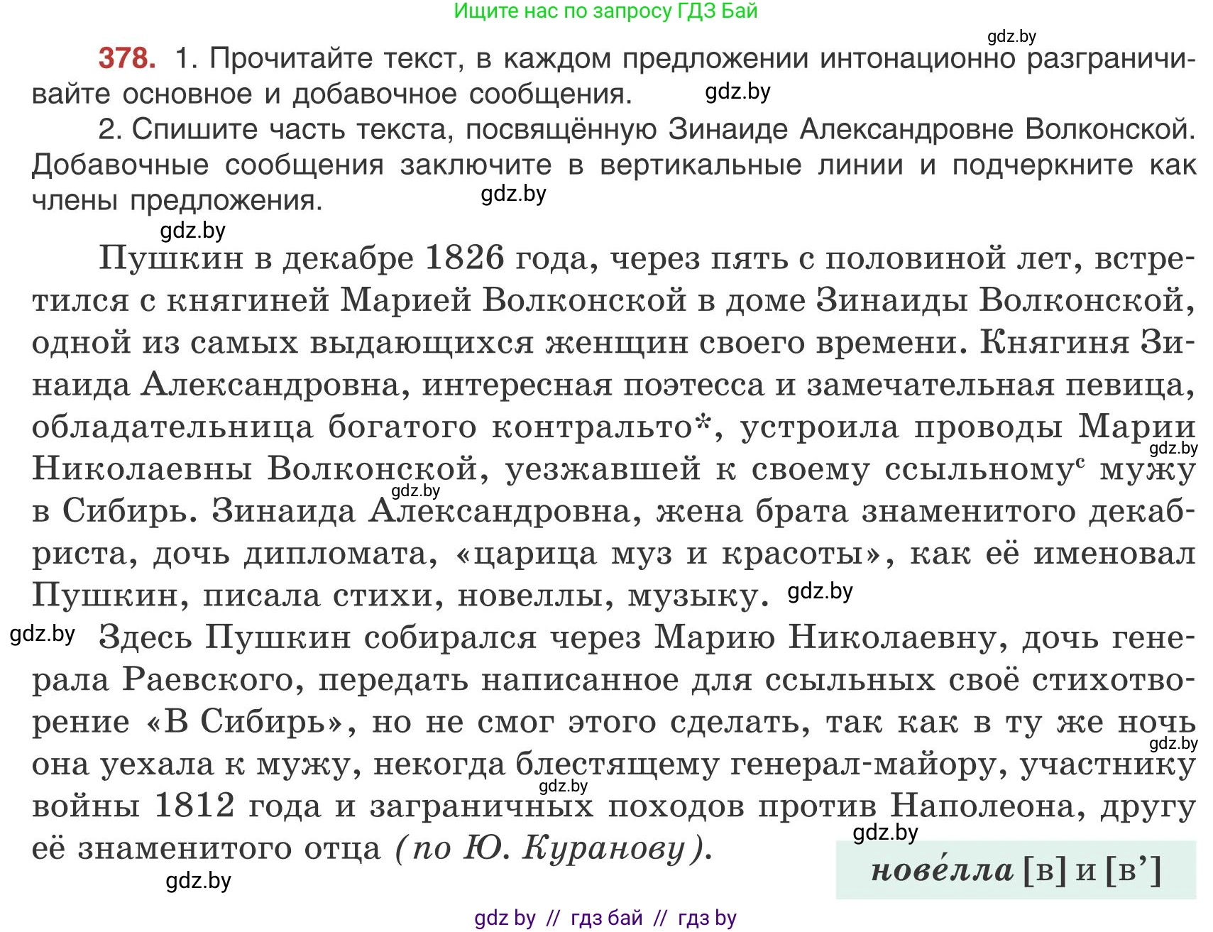 Русский язык, 9 класс Учебник, авторы: Мурина Лариса Александровна, Литвинко Франя Михайловна, Долбик Елена Евгеньевна, Пипченко Н М, Германович С Ф, Таяновская И В, издательство Академия образования, Минск, 2025, страница 216, номер 378, Условие 2025