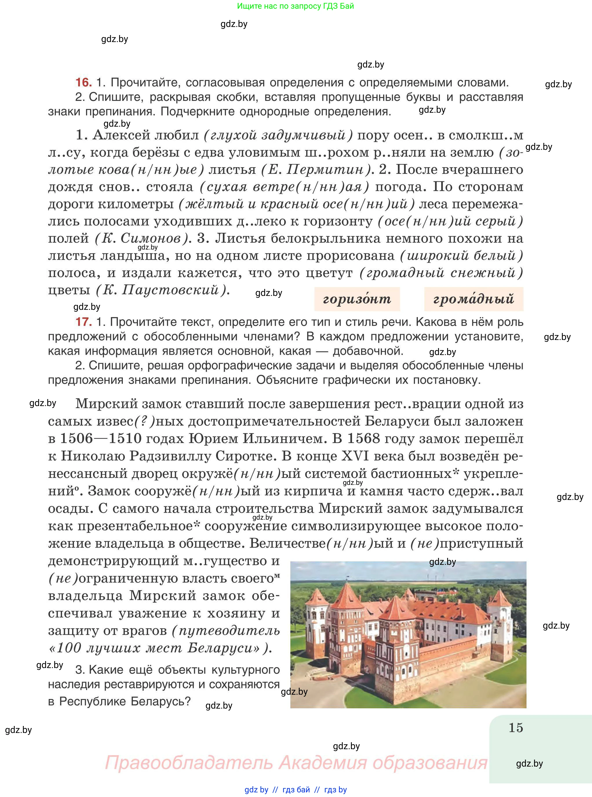 Русский язык, 9 класс Учебник, авторы: Мурина Лариса Александровна, Литвинко Франя Михайловна, Долбик Елена Евгеньевна, Пипченко Н М, Германович С Ф, Таяновская И В, издательство Академия образования, Минск, 2025, страница 15