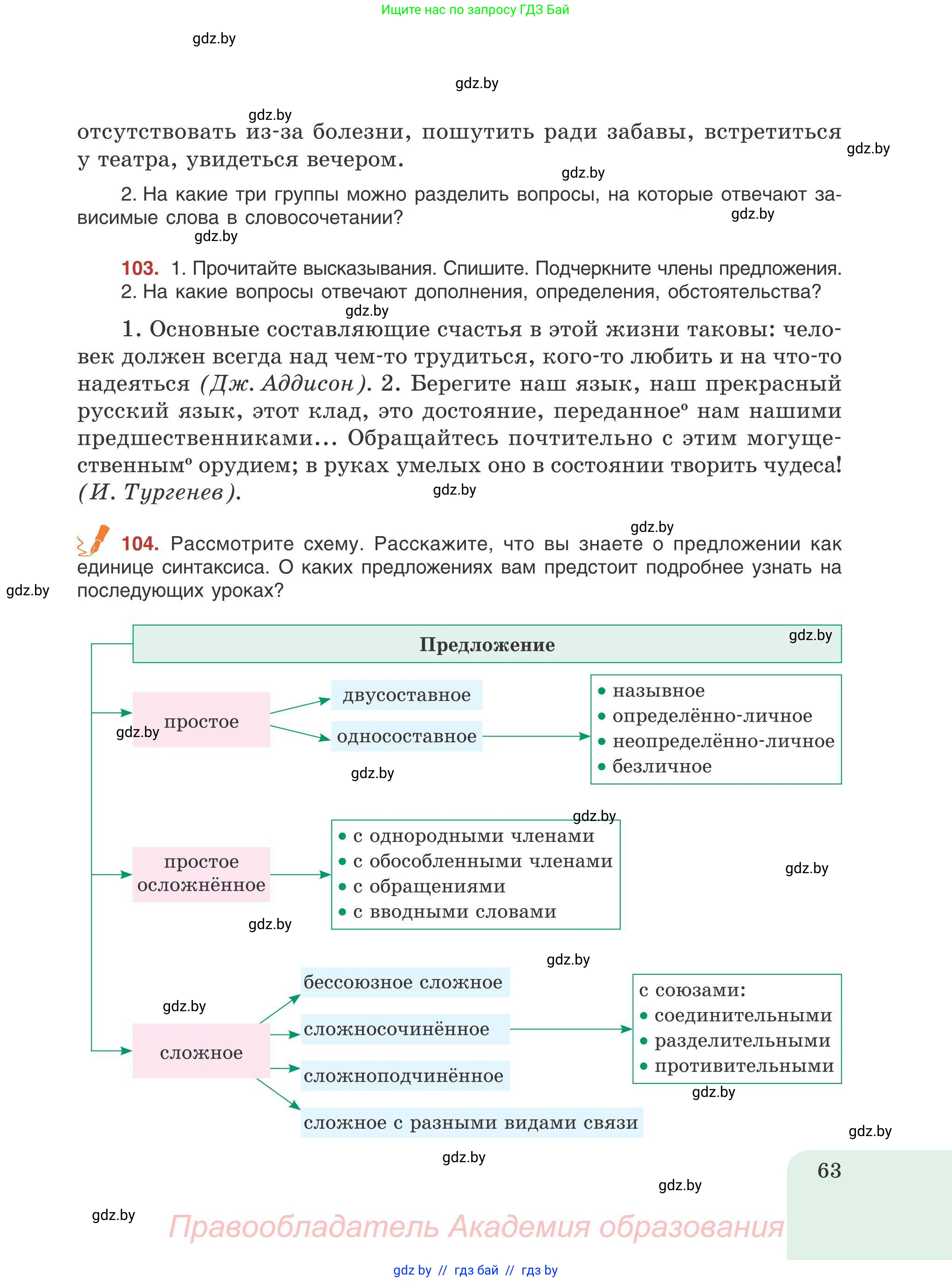 Русский язык, 9 класс Учебник, авторы: Мурина Лариса Александровна, Литвинко Франя Михайловна, Долбик Елена Евгеньевна, Пипченко Н М, Германович С Ф, Таяновская И В, издательство Академия образования, Минск, 2025, страница 63