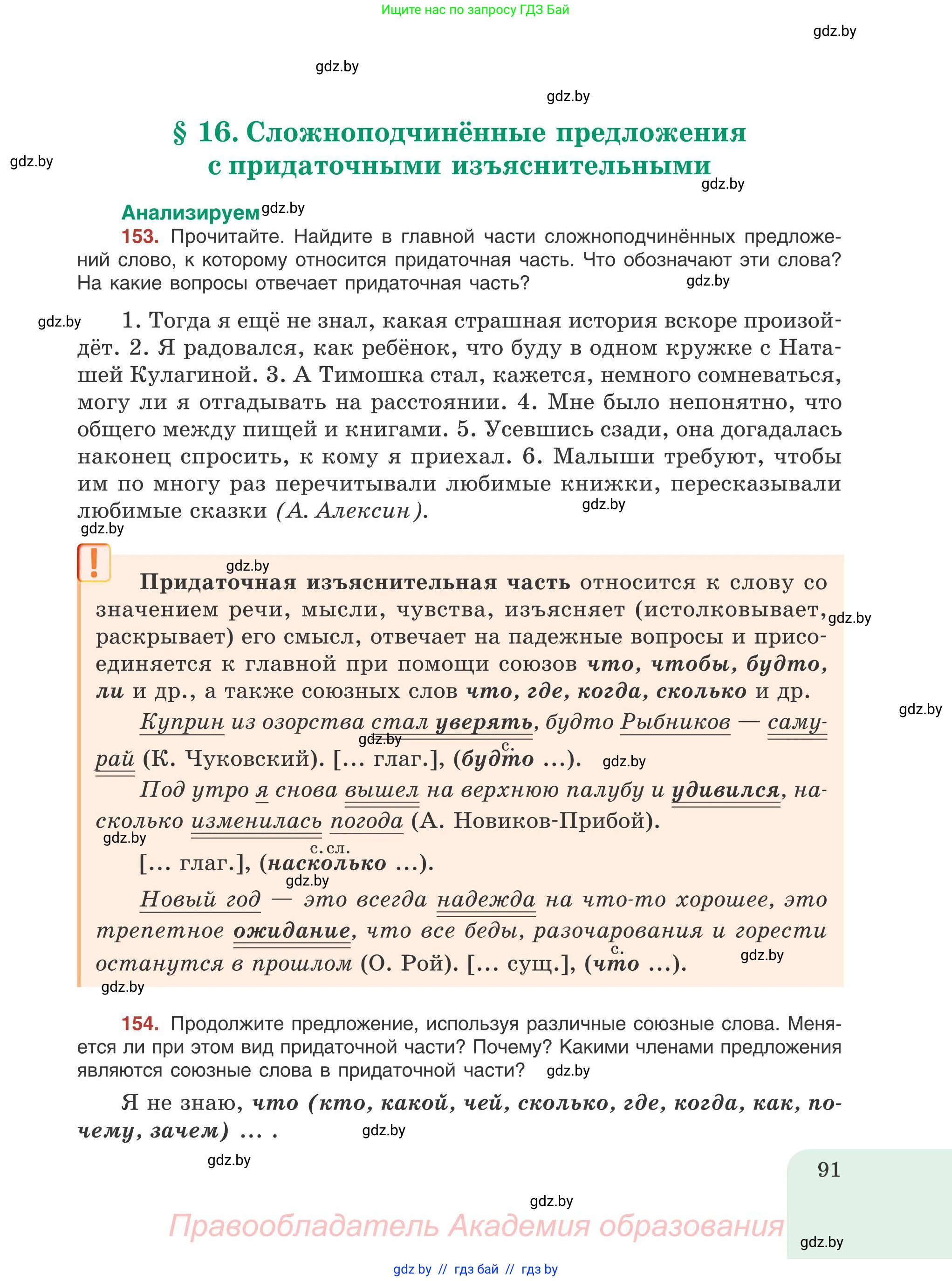 Русский язык, 9 класс Учебник, авторы: Мурина Лариса Александровна, Литвинко Франя Михайловна, Долбик Елена Евгеньевна, Пипченко Н М, Германович С Ф, Таяновская И В, издательство Академия образования, Минск, 2025, страница 91
