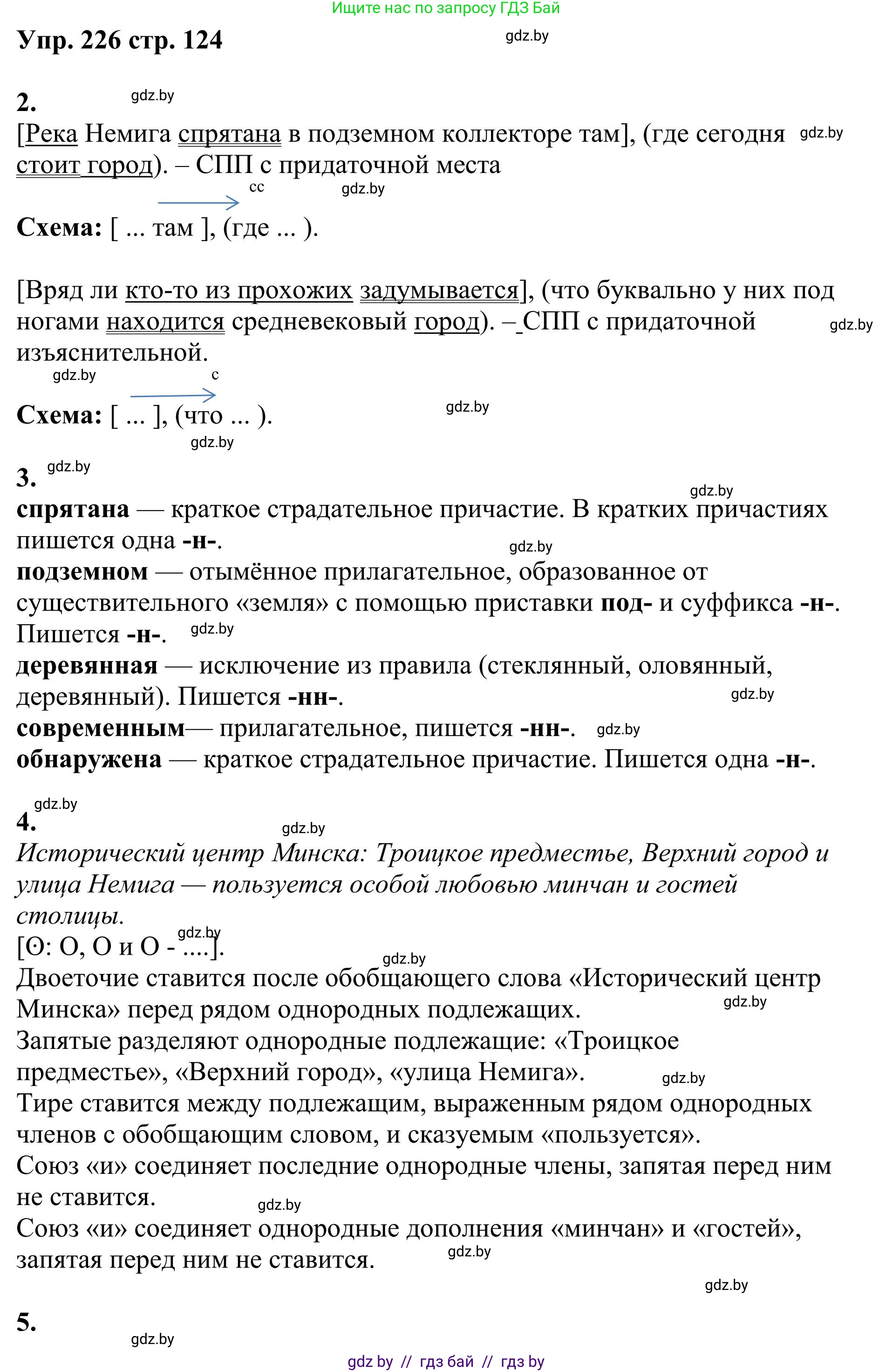 Русский язык, 9 класс Учебник, авторы: Мурина Лариса Александровна, Литвинко Франя Михайловна, Долбик Елена Евгеньевна, Пипченко Н М, Германович С Ф, Таяновская И В, издательство Академия образования, Минск, 2025, страница 124, номер 226, Решение 2025