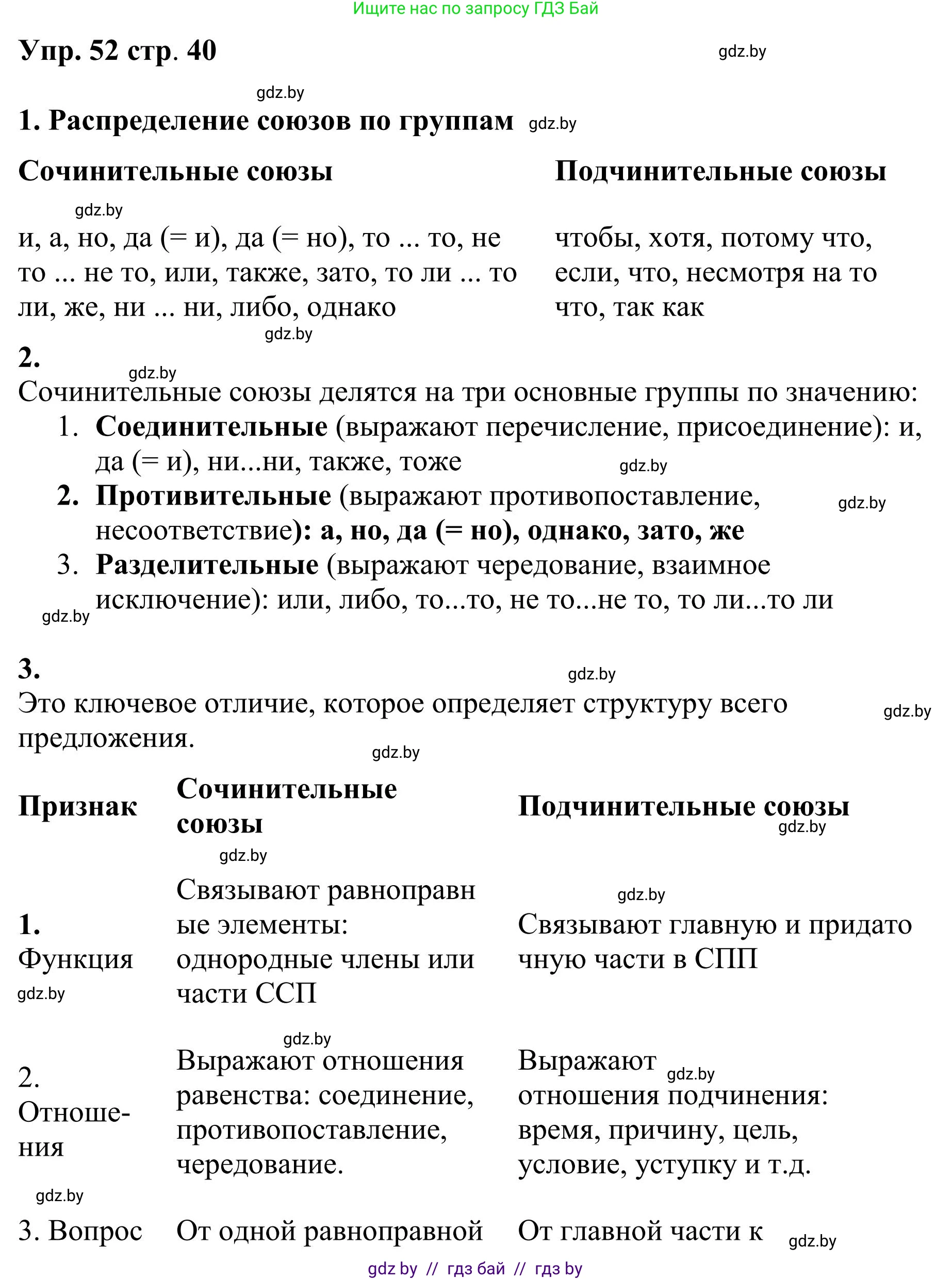 Русский язык, 9 класс Учебник, авторы: Мурина Лариса Александровна, Литвинко Франя Михайловна, Долбик Елена Евгеньевна, Пипченко Н М, Германович С Ф, Таяновская И В, издательство Академия образования, Минск, 2025, страница 40, номер 52, Решение 2025