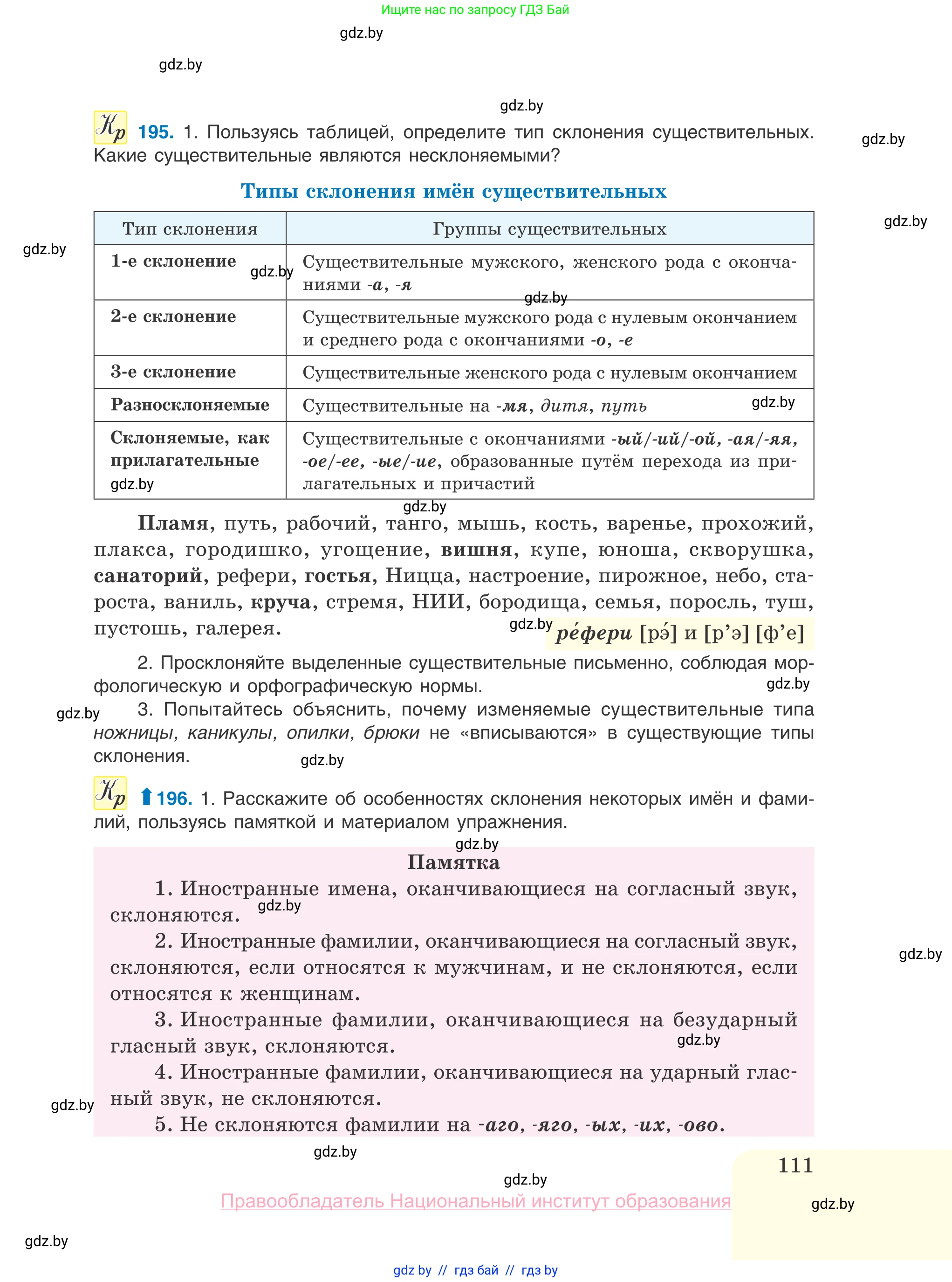 Русский язык, 10 класс Учебник, авторы: Леонович Валентина Леонидовна, Саникович Валентина Александровна, Литвинко Франя Михайловна, Волынец Татьяна Николаевна, Долбик Елена Евгеньевна, Малецкая М И, Мурина Лариса Александровна, Таяновская И В, издательство Национальный институт образования, Минск, 2020, страница 111