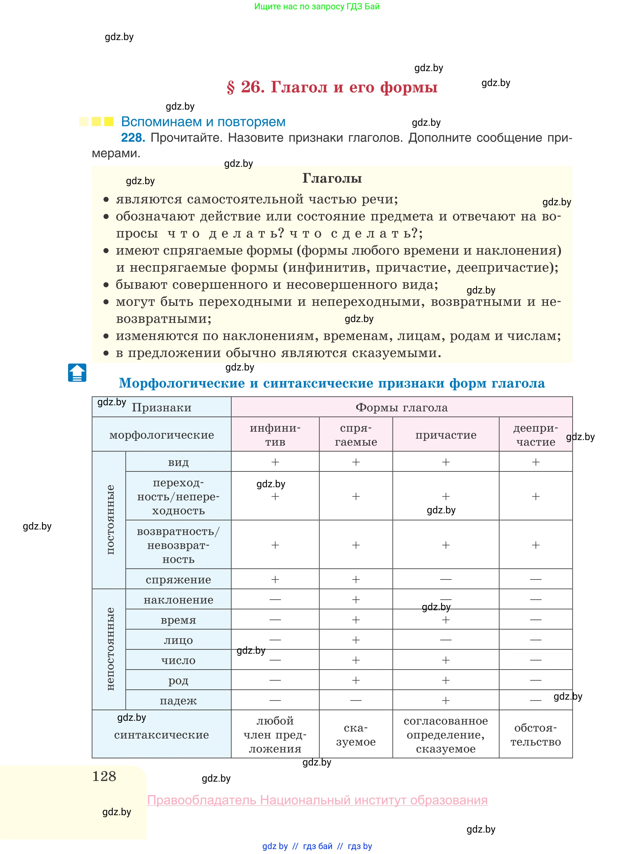 Русский язык, 10 класс Учебник, авторы: Леонович Валентина Леонидовна, Саникович Валентина Александровна, Литвинко Франя Михайловна, Волынец Татьяна Николаевна, Долбик Елена Евгеньевна, Малецкая М И, Мурина Лариса Александровна, Таяновская И В, издательство Национальный институт образования, Минск, 2020, страница 128
