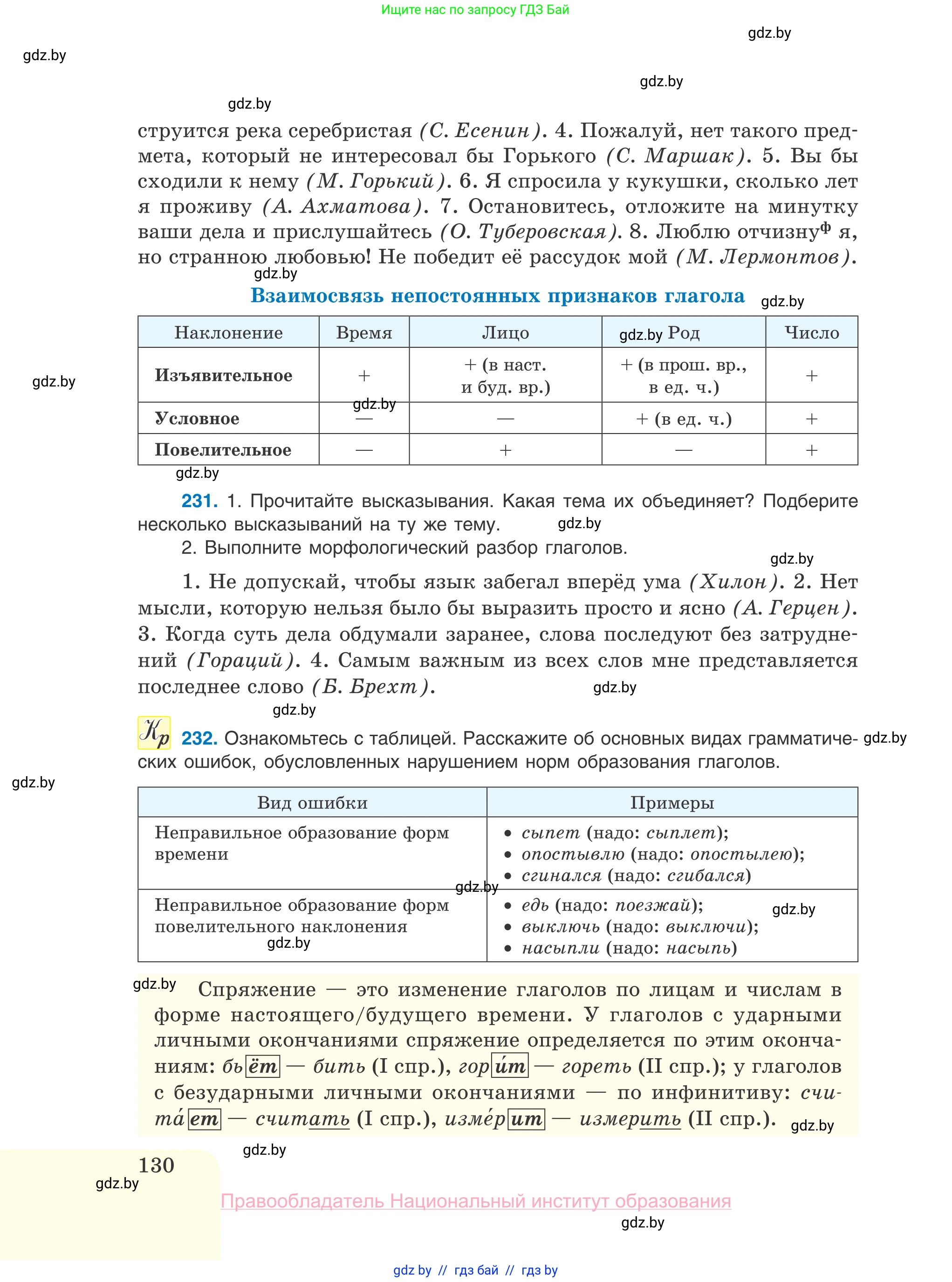Русский язык, 10 класс Учебник, авторы: Леонович Валентина Леонидовна, Саникович Валентина Александровна, Литвинко Франя Михайловна, Волынец Татьяна Николаевна, Долбик Елена Евгеньевна, Малецкая М И, Мурина Лариса Александровна, Таяновская И В, издательство Национальный институт образования, Минск, 2020, страница 130