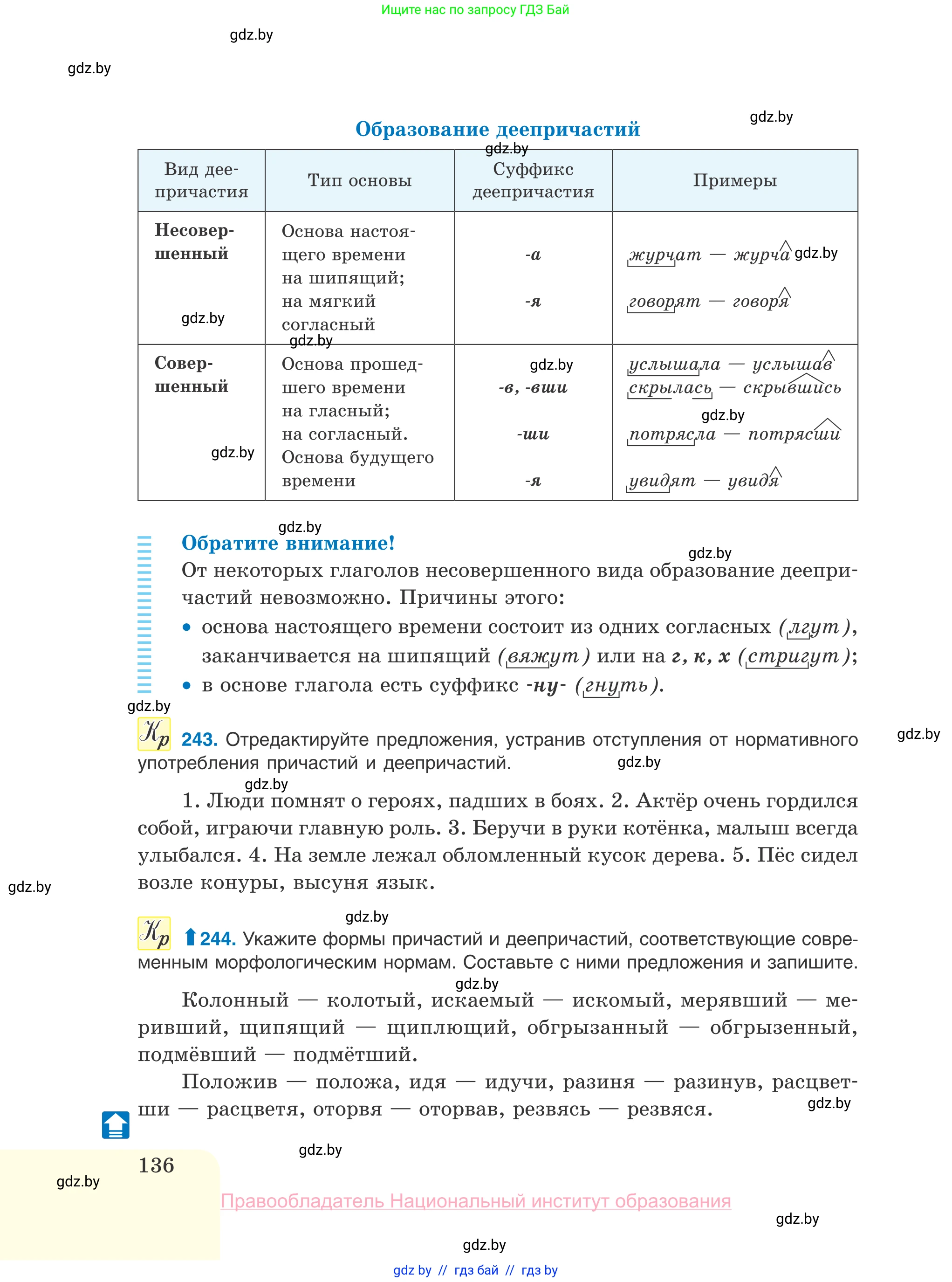 Русский язык, 10 класс Учебник, авторы: Леонович Валентина Леонидовна, Саникович Валентина Александровна, Литвинко Франя Михайловна, Волынец Татьяна Николаевна, Долбик Елена Евгеньевна, Малецкая М И, Мурина Лариса Александровна, Таяновская И В, издательство Национальный институт образования, Минск, 2020, страница 136