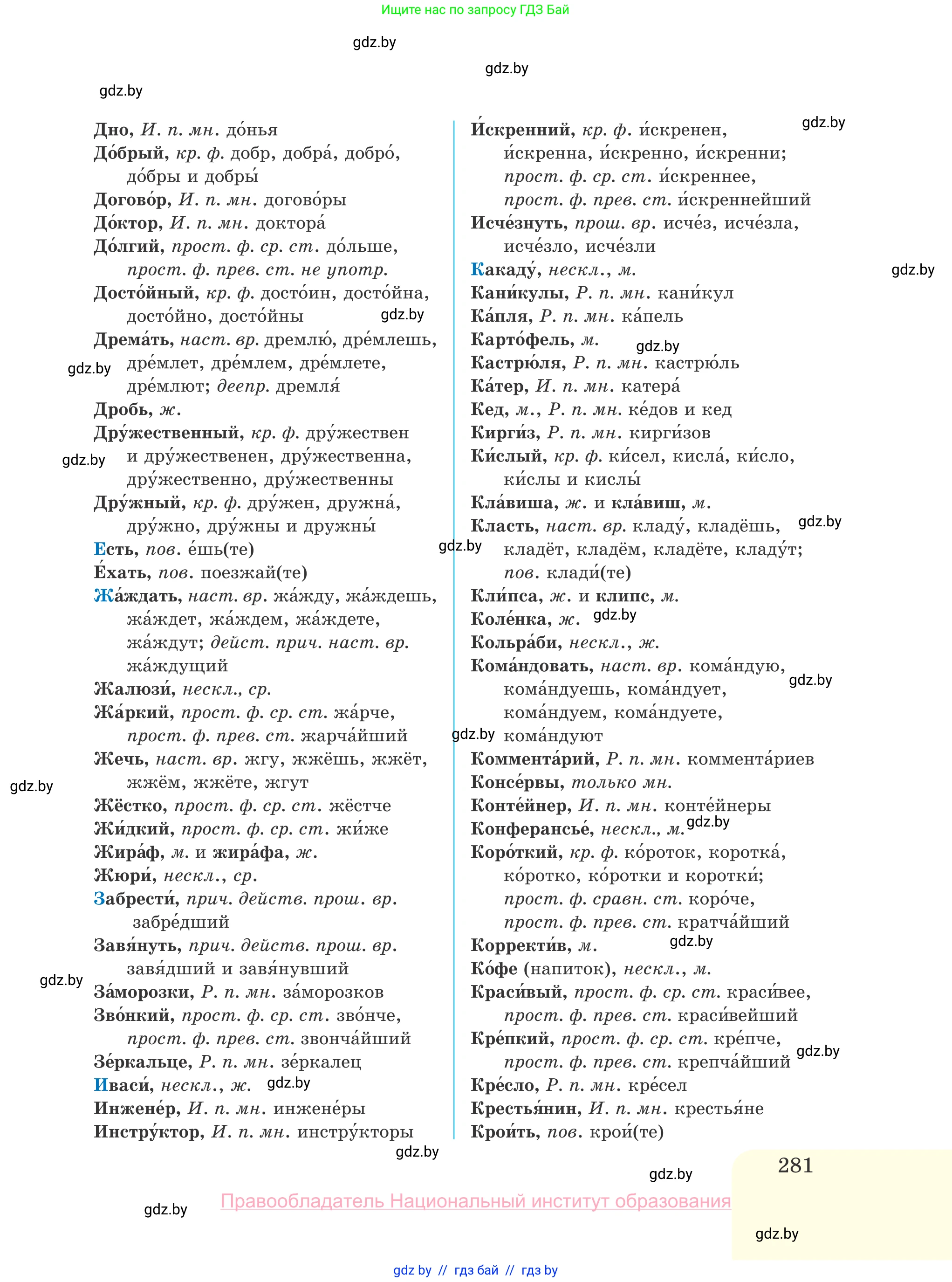 Русский язык, 10 класс Учебник, авторы: Леонович Валентина Леонидовна, Саникович Валентина Александровна, Литвинко Франя Михайловна, Волынец Татьяна Николаевна, Долбик Елена Евгеньевна, Малецкая М И, Мурина Лариса Александровна, Таяновская И В, издательство Национальный институт образования, Минск, 2020, страница 281