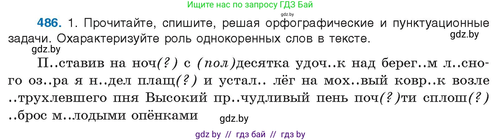 Русский язык, 10 класс Учебник, авторы: Леонович Валентина Леонидовна, Саникович Валентина Александровна, Литвинко Франя Михайловна, Волынец Татьяна Николаевна, Долбик Елена Евгеньевна, Малецкая М И, Мурина Лариса Александровна, Таяновская И В, издательство Национальный институт образования, Минск, 2020, страница 271, номер 486, Условие