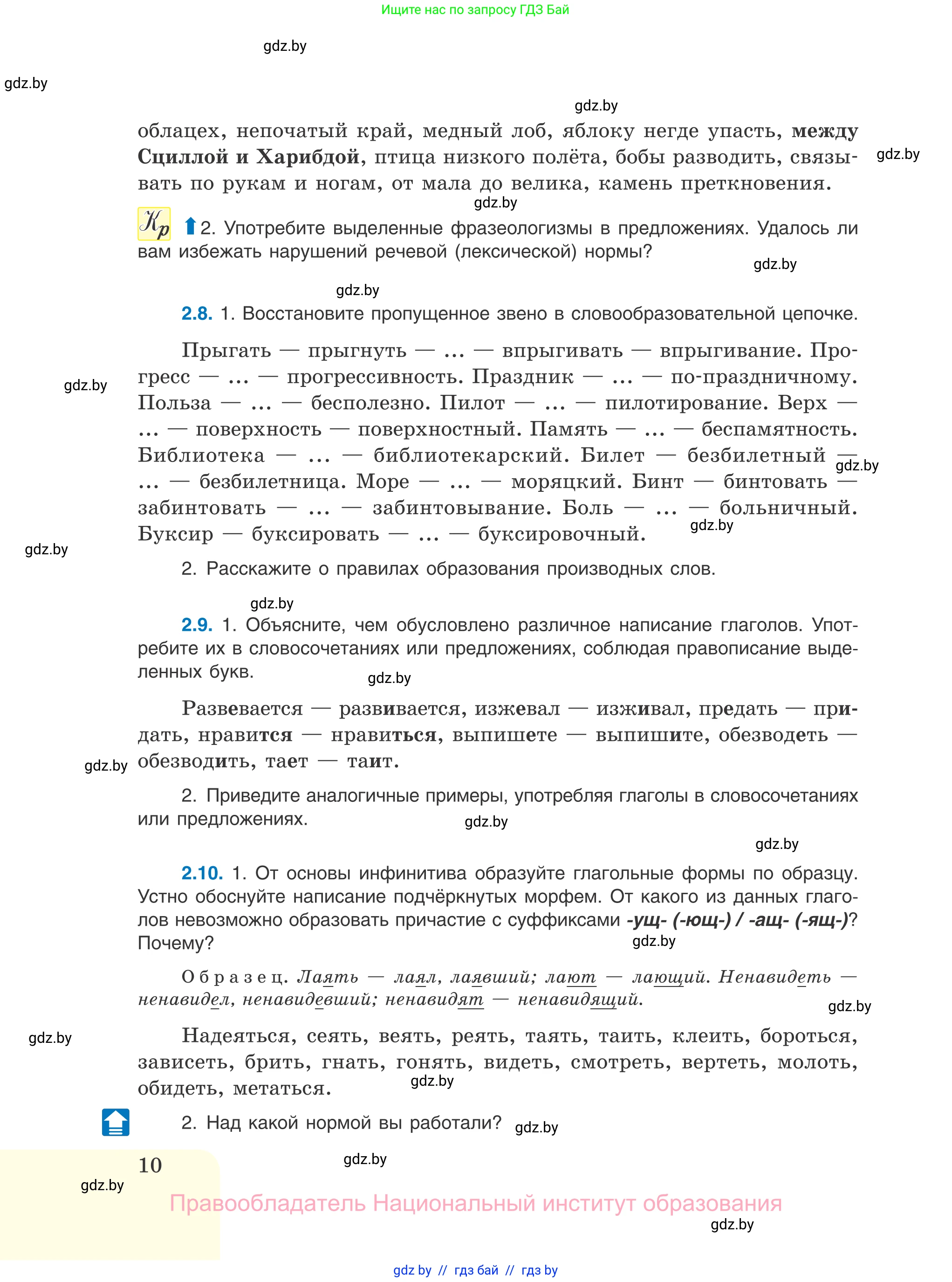 Русский язык, 11 класс Учебник, авторы: Долбик Елена Евгеньевна, Литвинко Франя Михайловна, Мурина Лариса Александровна, Шиманович Т В, Таяновская И В, Орловская О Я, издательство Национальный институт образования, Минск, 2021, страница 10