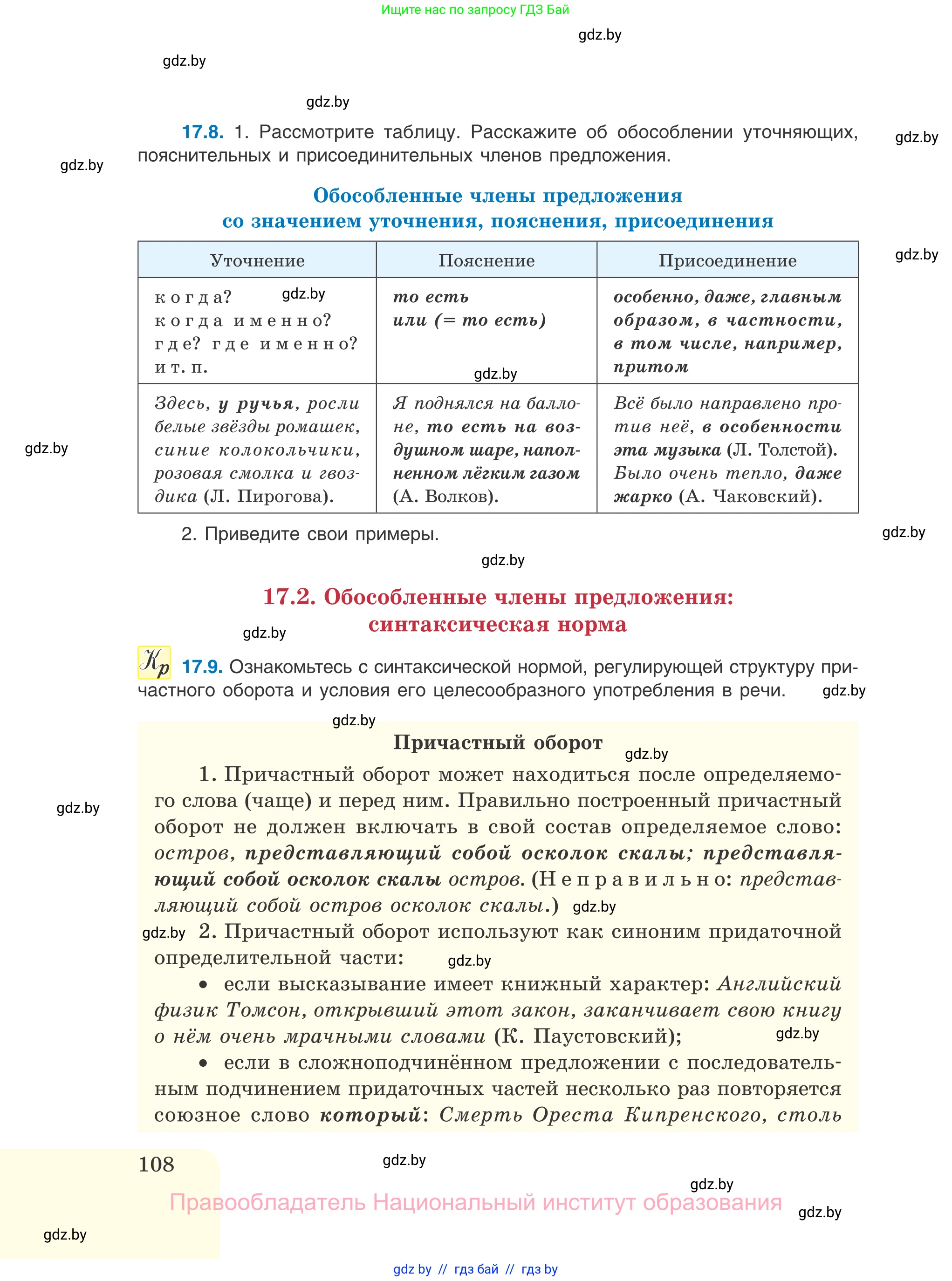 Русский язык, 11 класс Учебник, авторы: Долбик Елена Евгеньевна, Литвинко Франя Михайловна, Мурина Лариса Александровна, Шиманович Т В, Таяновская И В, Орловская О Я, издательство Национальный институт образования, Минск, 2021, страница 108