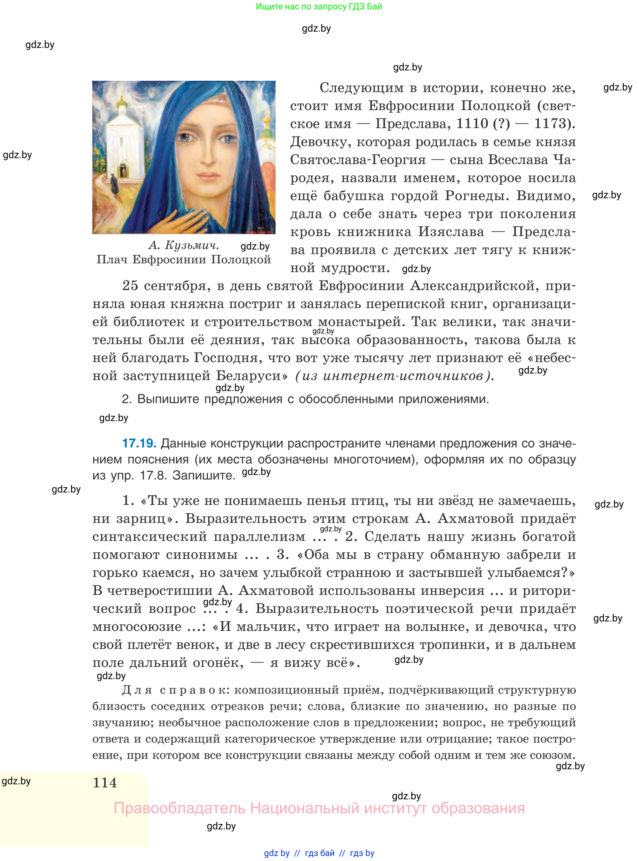 Русский язык, 11 класс Учебник, авторы: Долбик Елена Евгеньевна, Литвинко Франя Михайловна, Мурина Лариса Александровна, Шиманович Т В, Таяновская И В, Орловская О Я, издательство Национальный институт образования, Минск, 2021, страница 114