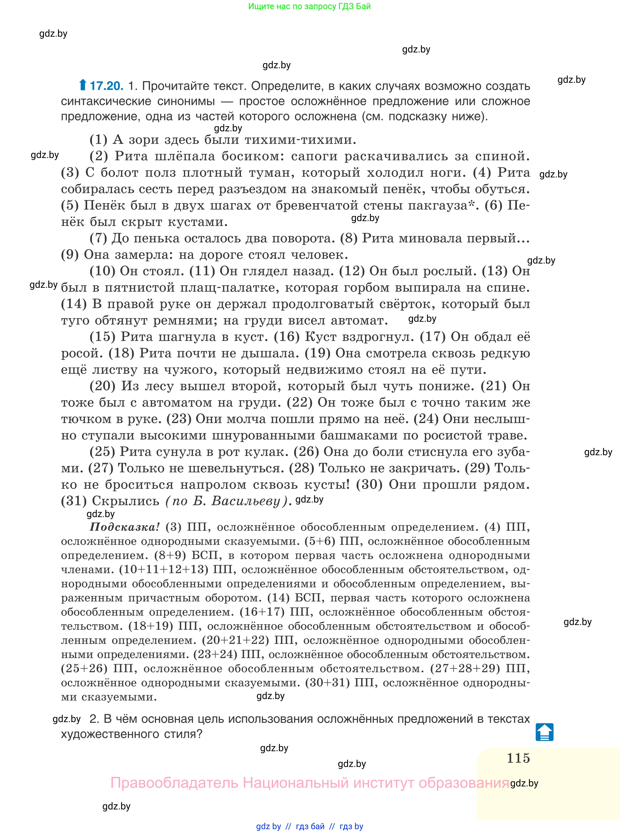 Русский язык, 11 класс Учебник, авторы: Долбик Елена Евгеньевна, Литвинко Франя Михайловна, Мурина Лариса Александровна, Шиманович Т В, Таяновская И В, Орловская О Я, издательство Национальный институт образования, Минск, 2021, страница 115
