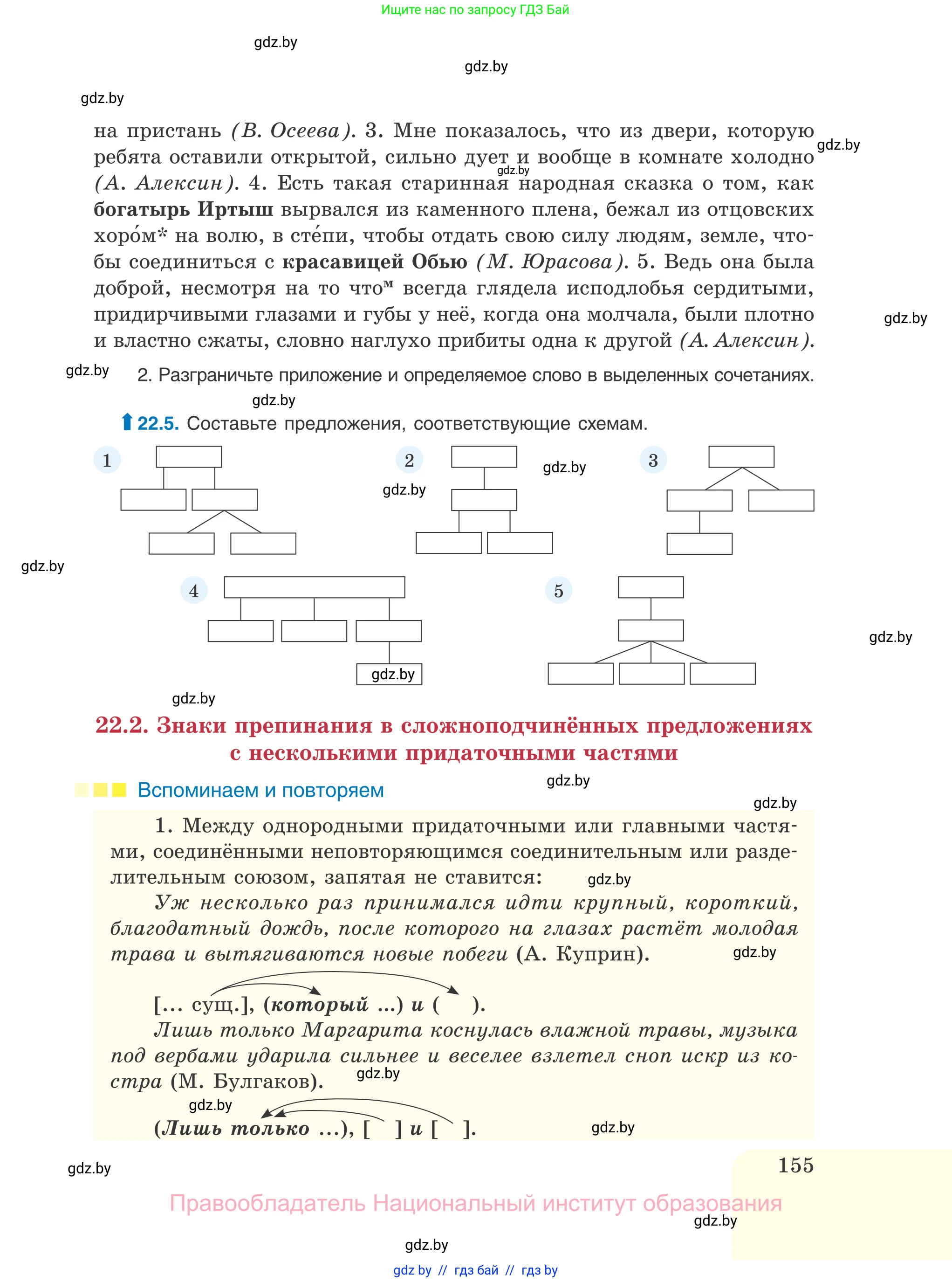 Русский язык, 11 класс Учебник, авторы: Долбик Елена Евгеньевна, Литвинко Франя Михайловна, Мурина Лариса Александровна, Шиманович Т В, Таяновская И В, Орловская О Я, издательство Национальный институт образования, Минск, 2021, страница 155