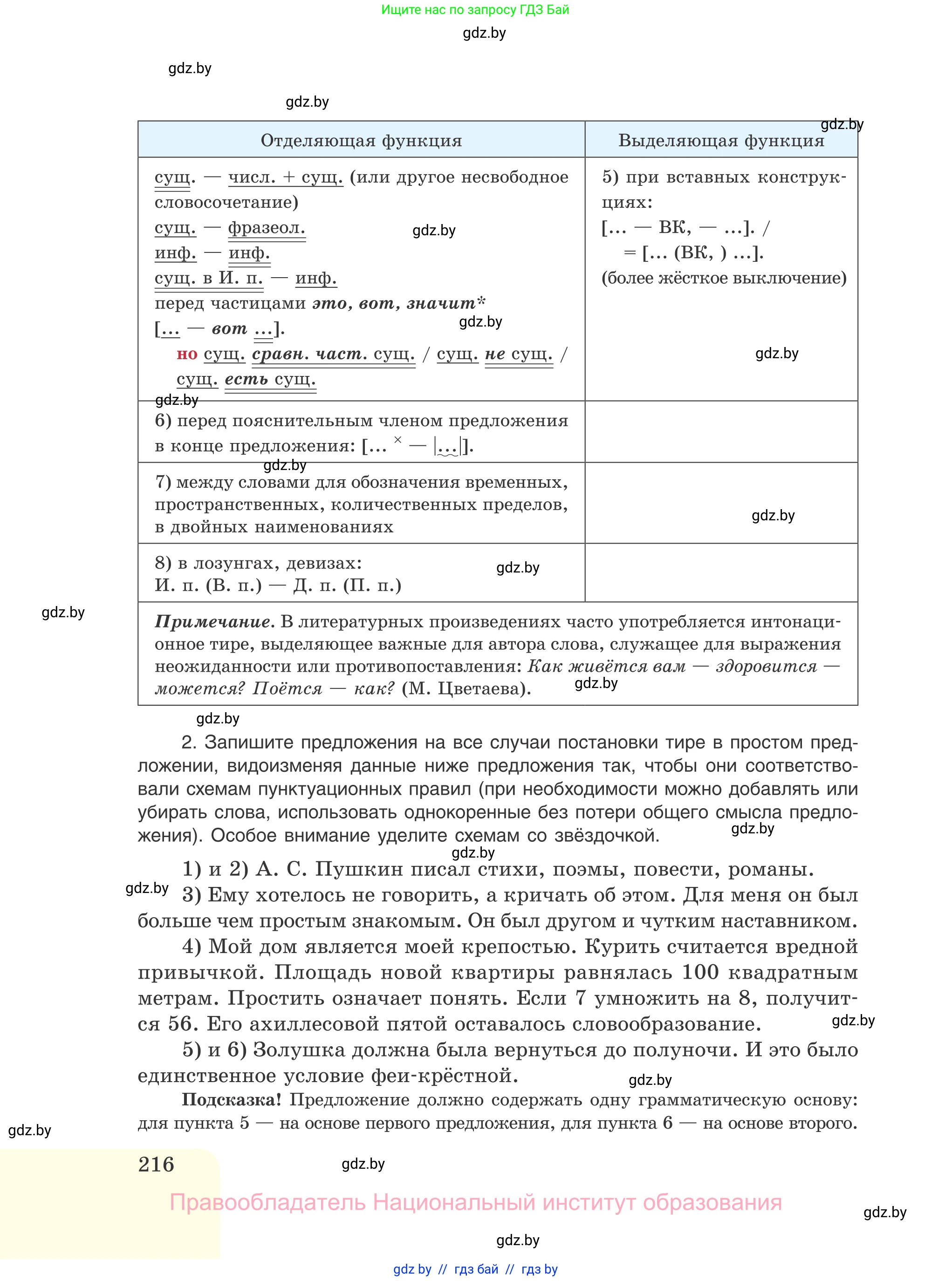 Русский язык, 11 класс Учебник, авторы: Долбик Елена Евгеньевна, Литвинко Франя Михайловна, Мурина Лариса Александровна, Шиманович Т В, Таяновская И В, Орловская О Я, издательство Национальный институт образования, Минск, 2021, страница 216