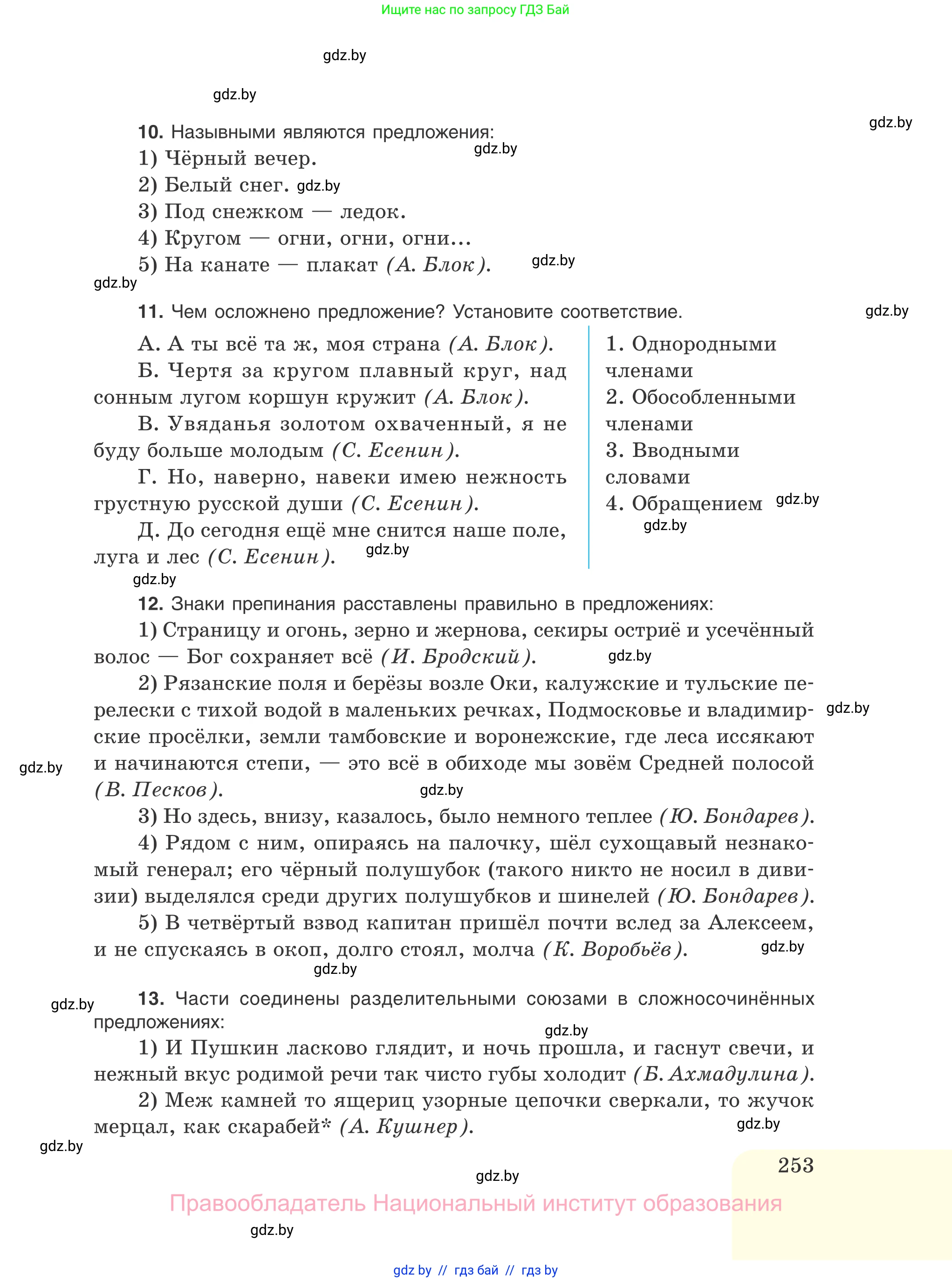 Русский язык, 11 класс Учебник, авторы: Долбик Елена Евгеньевна, Литвинко Франя Михайловна, Мурина Лариса Александровна, Шиманович Т В, Таяновская И В, Орловская О Я, издательство Национальный институт образования, Минск, 2021, страница 253