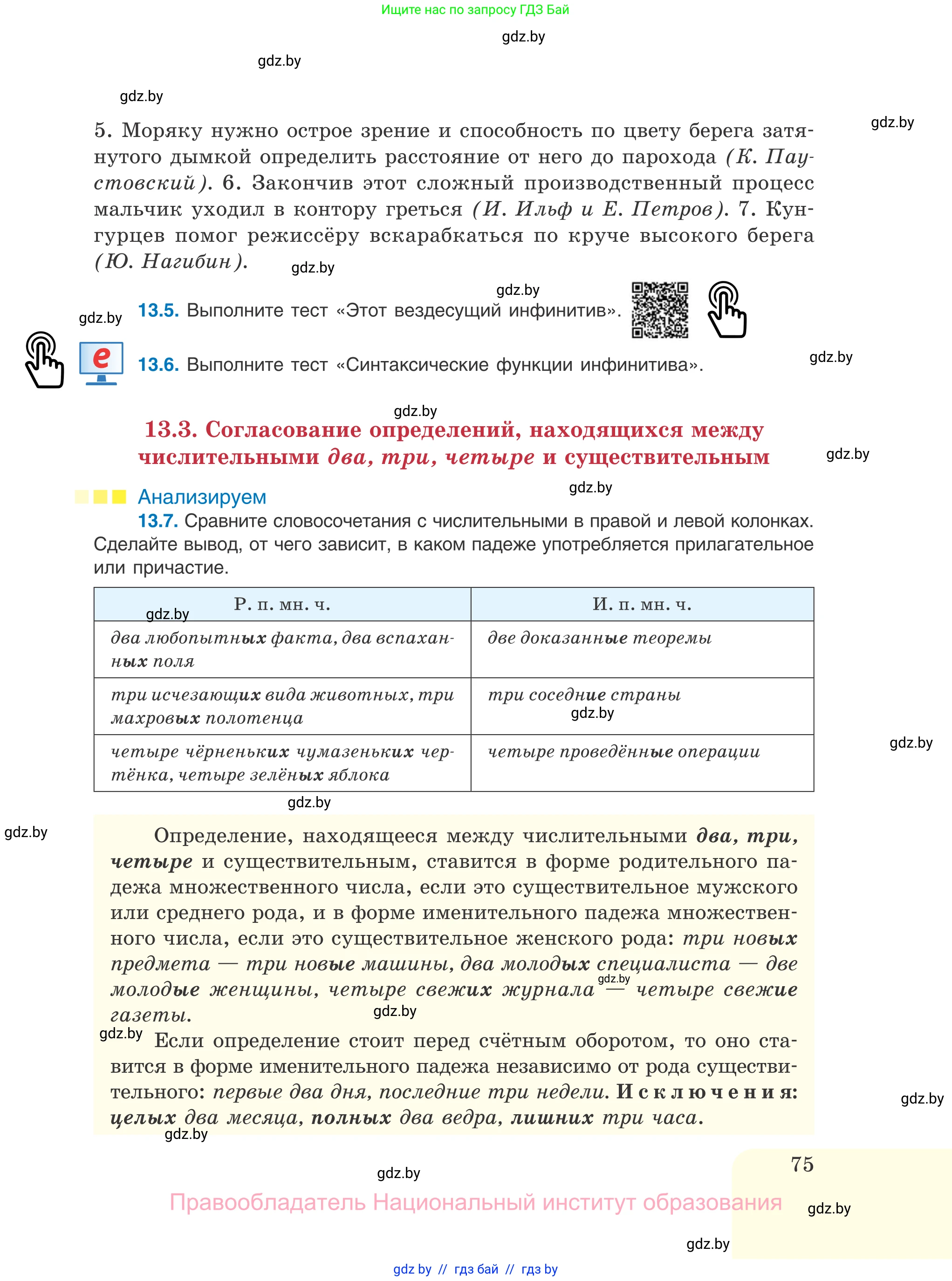 Русский язык, 11 класс Учебник, авторы: Долбик Елена Евгеньевна, Литвинко Франя Михайловна, Мурина Лариса Александровна, Шиманович Т В, Таяновская И В, Орловская О Я, издательство Национальный институт образования, Минск, 2021, страница 75