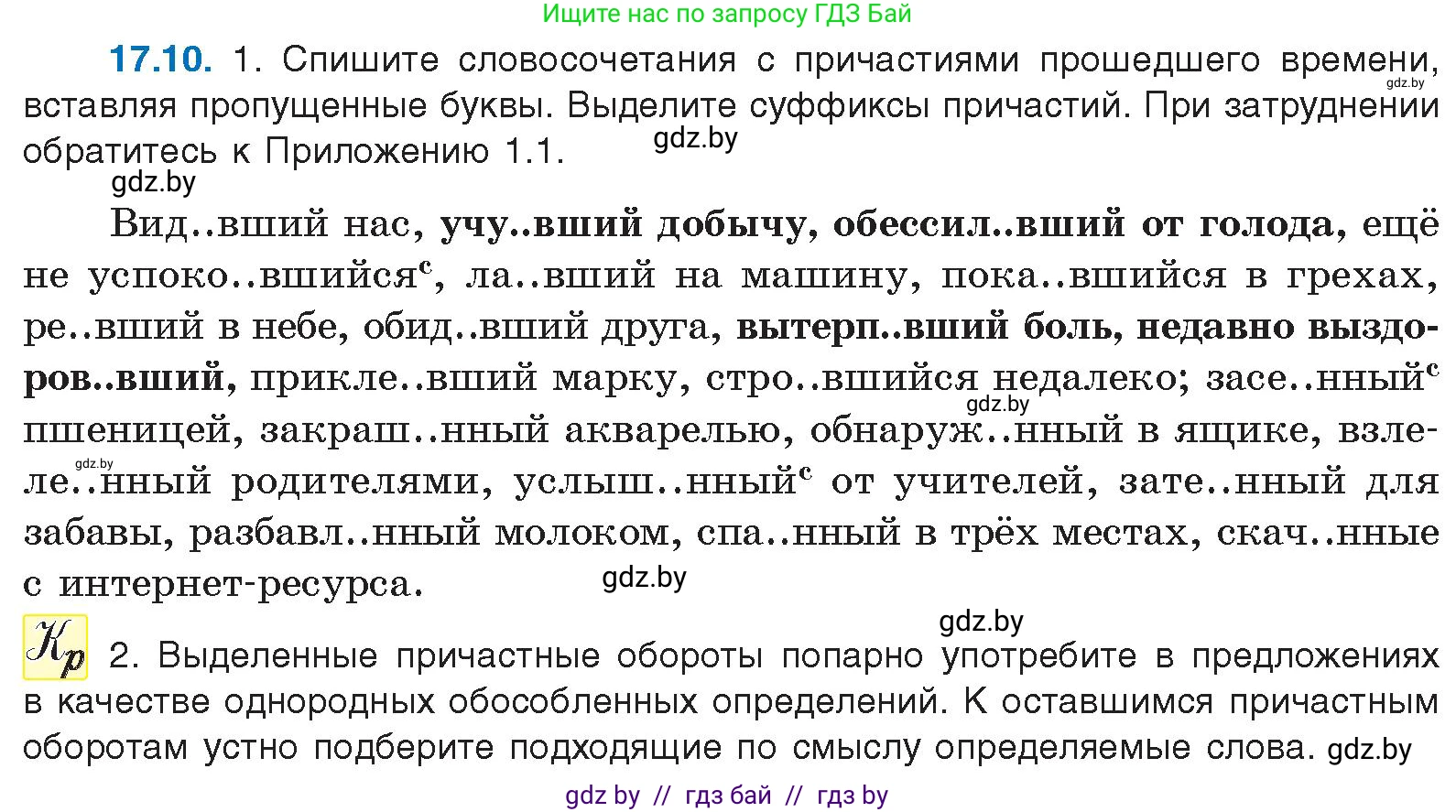 Русский язык, 11 класс Учебник, авторы: Долбик Елена Евгеньевна, Литвинко Франя Михайловна, Мурина Лариса Александровна, Шиманович Т В, Таяновская И В, Орловская О Я, издательство Национальный институт образования, Минск, 2021, страница 109, номер 17.10, Условие