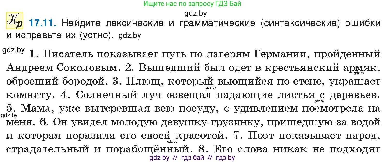 Русский язык, 11 класс Учебник, авторы: Долбик Елена Евгеньевна, Литвинко Франя Михайловна, Мурина Лариса Александровна, Шиманович Т В, Таяновская И В, Орловская О Я, издательство Национальный институт образования, Минск, 2021, страница 109, номер 17.11, Условие