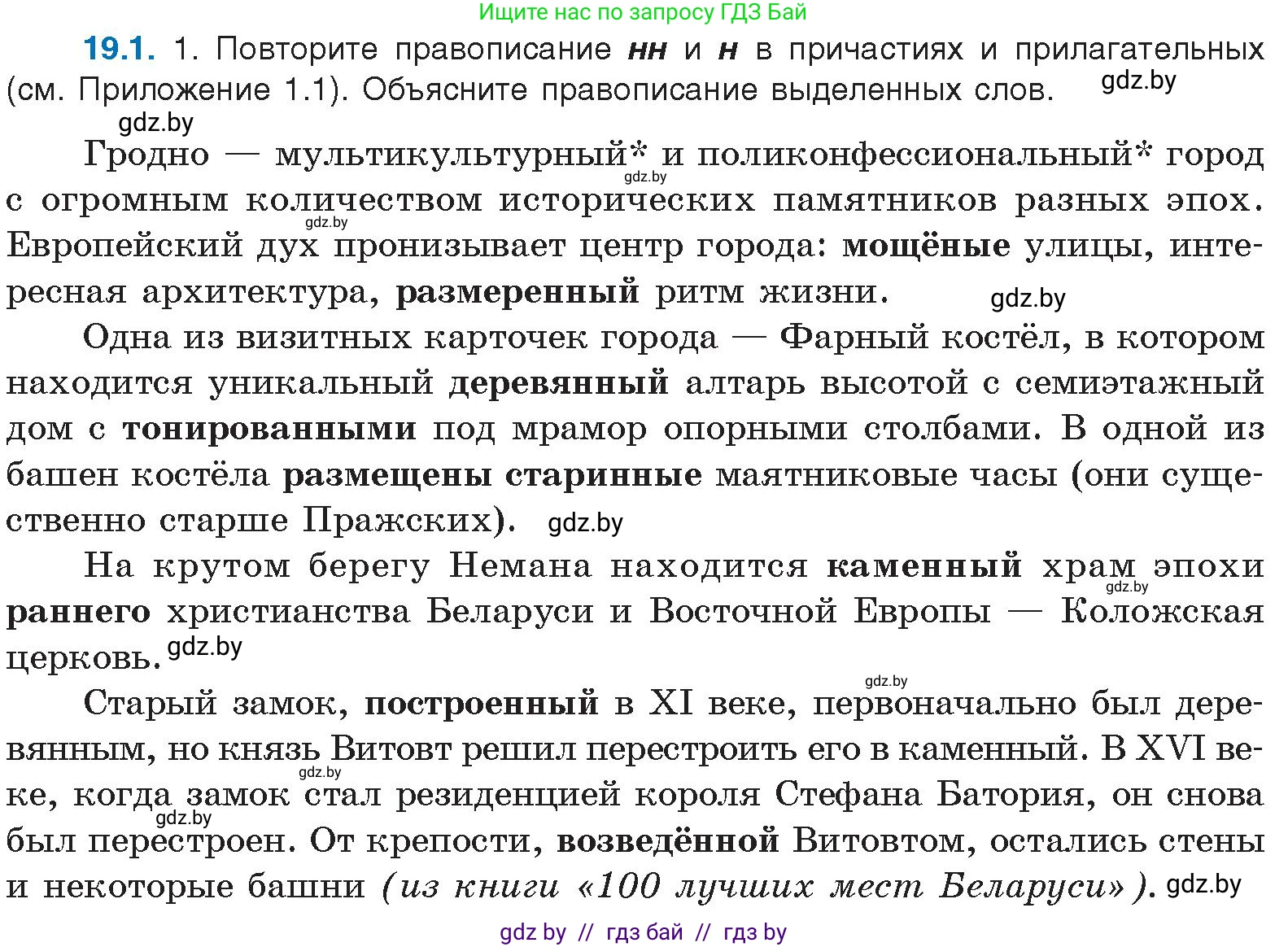Русский язык, 11 класс Учебник, авторы: Долбик Елена Евгеньевна, Литвинко Франя Михайловна, Мурина Лариса Александровна, Шиманович Т В, Таяновская И В, Орловская О Я, издательство Национальный институт образования, Минск, 2021, страница 126, номер 19.1, Условие