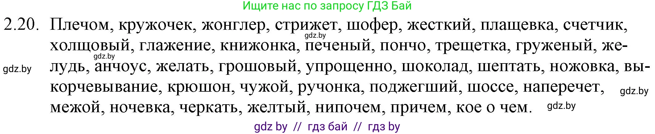 Русский язык, 11 класс Учебник, авторы: Долбик Елена Евгеньевна, Литвинко Франя Михайловна, Мурина Лариса Александровна, Шиманович Т В, Таяновская И В, Орловская О Я, издательство Национальный институт образования, Минск, 2021, страница 13, номер 2.20, Решение