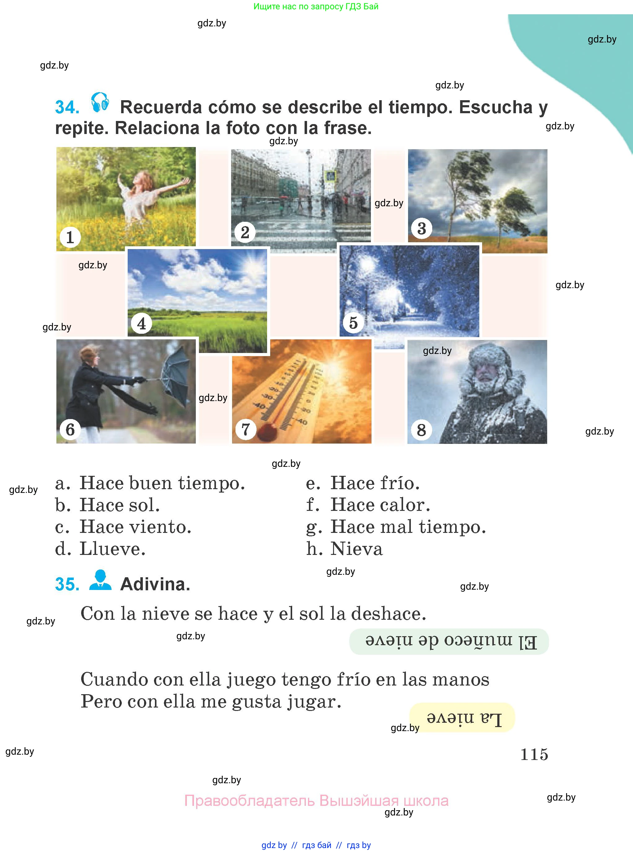 Испанский язык, 4 класс Учебник, авторы: Гриневич Елена Карловна, Бахар Лариса Николаевна, издательство Вышэйшая школа, Минск, 2019, красного цвета, Часть 2, страница 115