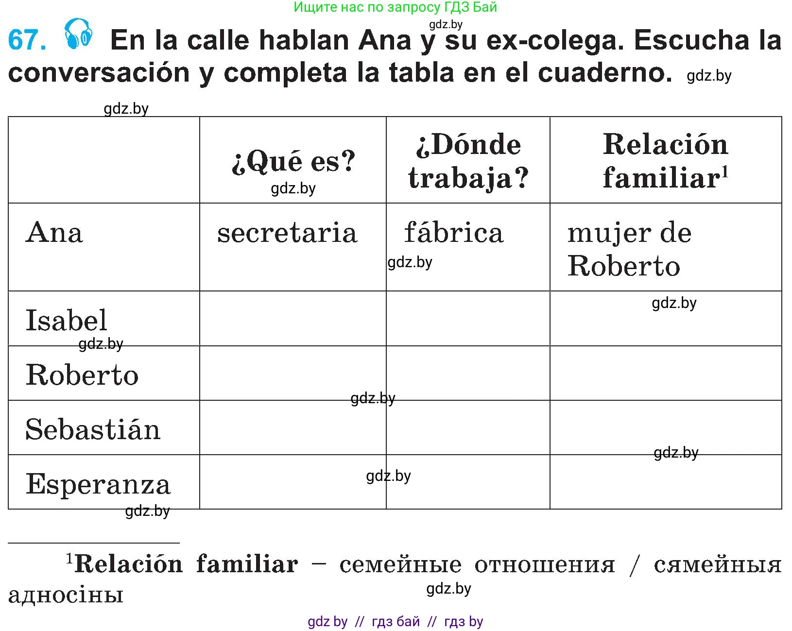 Испанский язык, 4 класс Учебник, авторы: Гриневич Елена Карловна, Бахар Лариса Николаевна, издательство Вышэйшая школа, Минск, 2019, красного цвета, Часть 1, страница 30, номер 67, Условие