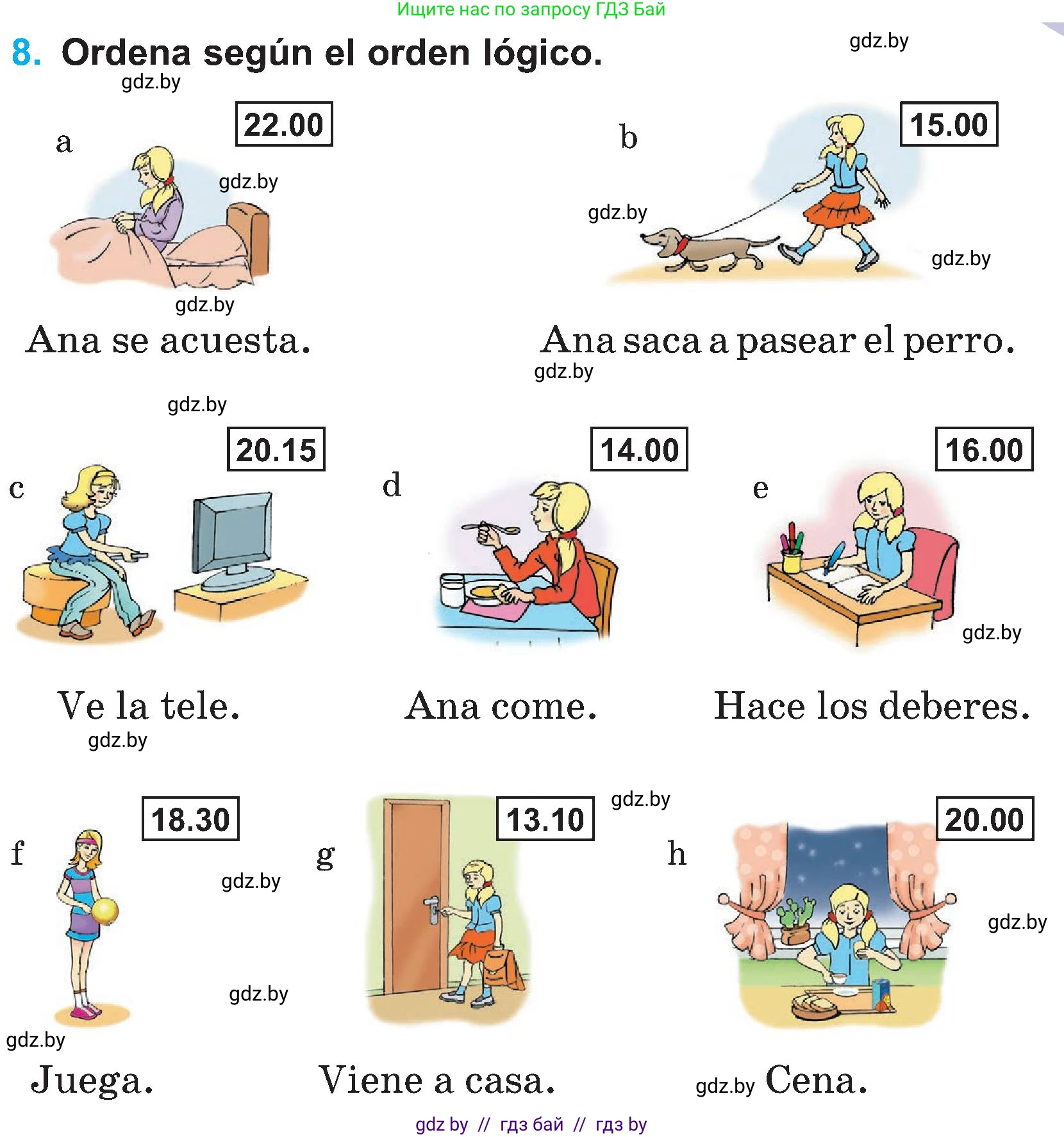 Испанский язык, 4 класс Учебник, авторы: Гриневич Елена Карловна, Бахар Лариса Николаевна, издательство Вышэйшая школа, Минск, 2019, красного цвета, Часть 1, страница 131, номер 8, Условие