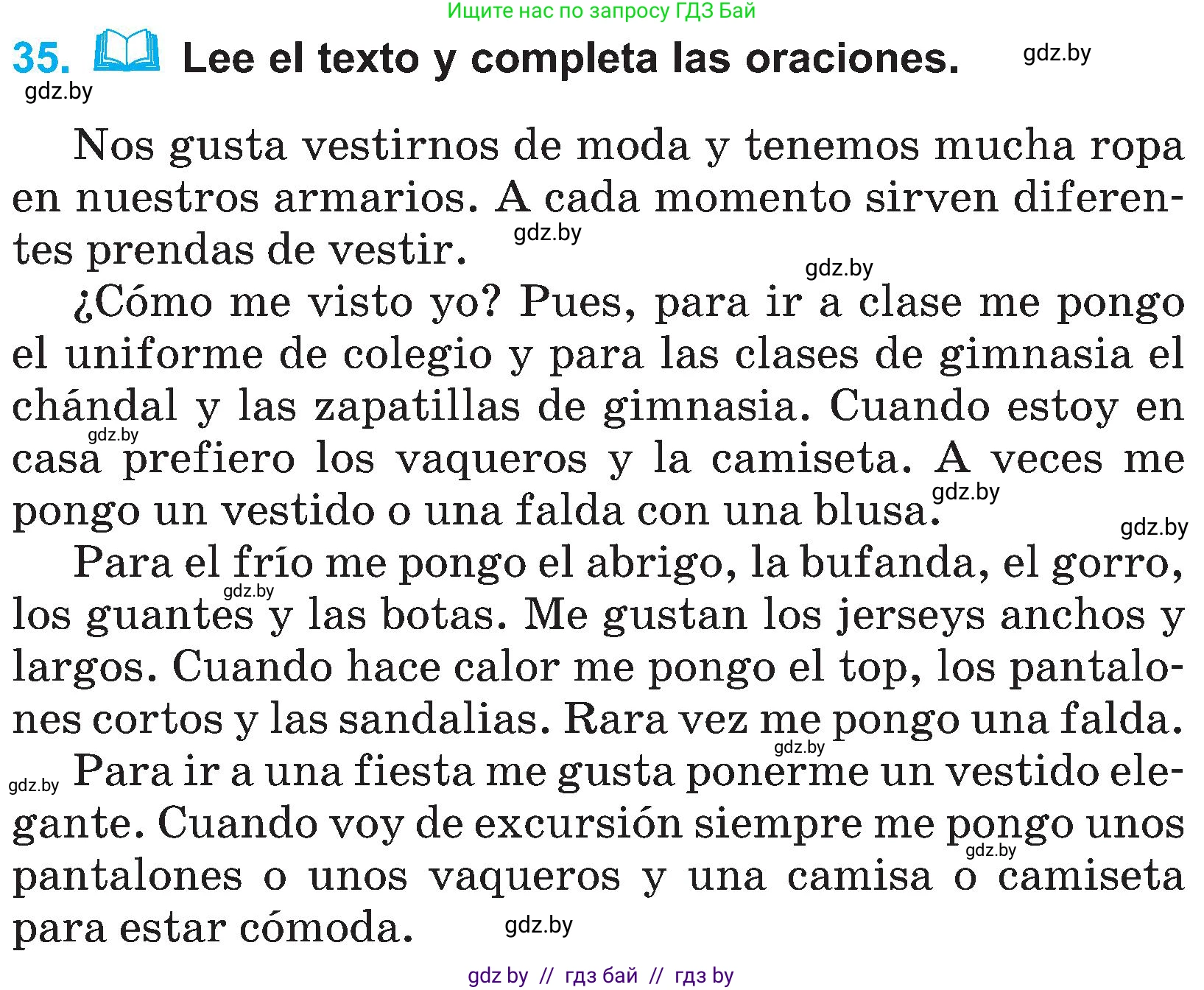 Испанский язык, 4 класс Учебник, авторы: Гриневич Елена Карловна, Бахар Лариса Николаевна, издательство Вышэйшая школа, Минск, 2019, красного цвета, Часть 2, страница 78, номер 35, Условие