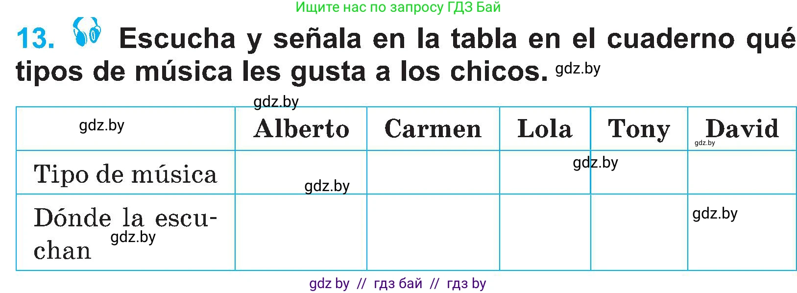Испанский язык, 4 класс Учебник, авторы: Гриневич Елена Карловна, Бахар Лариса Николаевна, издательство Вышэйшая школа, Минск, 2019, красного цвета, Часть 2, страница 104, номер 13, Условие
