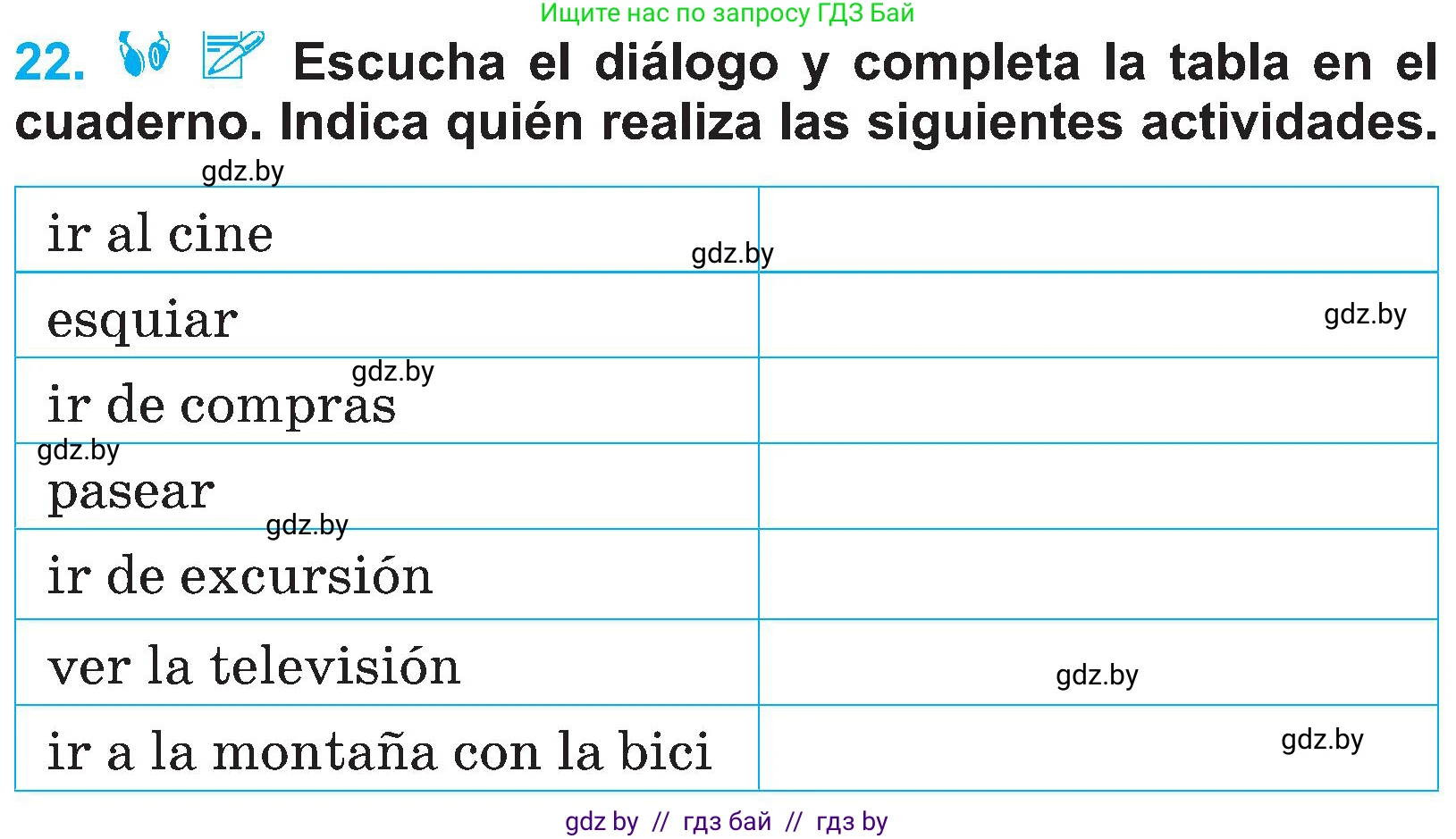 Испанский язык, 4 класс Учебник, авторы: Гриневич Елена Карловна, Бахар Лариса Николаевна, издательство Вышэйшая школа, Минск, 2019, красного цвета, Часть 2, страница 126, номер 22, Условие