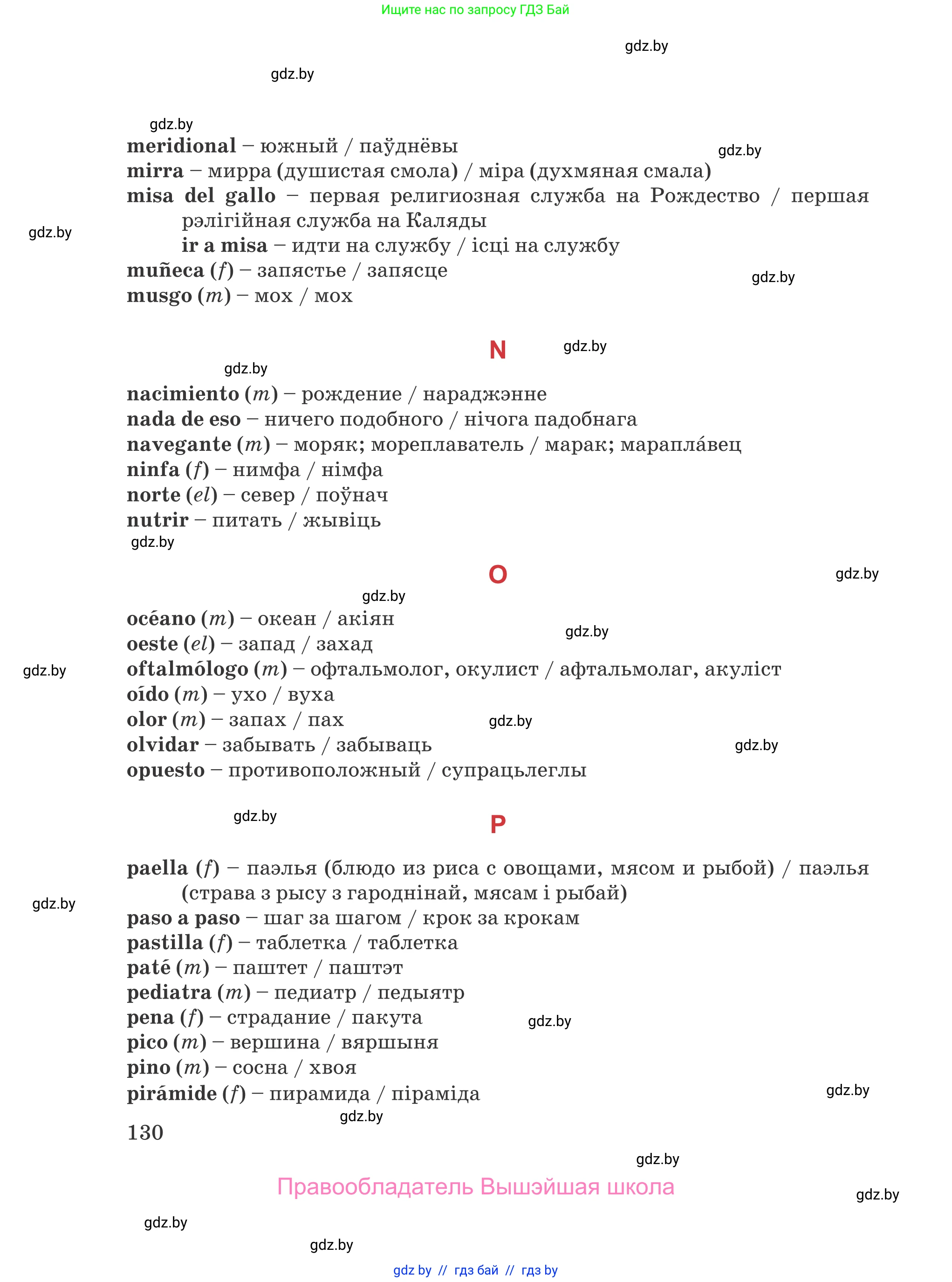 Испанский язык, 5 класс Учебник, авторы: Цыбулева Татьяна Эдуардовна, Пушкина Ольга Александровна, издательство Вышэйшая школа, Минск, 2017, оранжевого цвета, страница 130