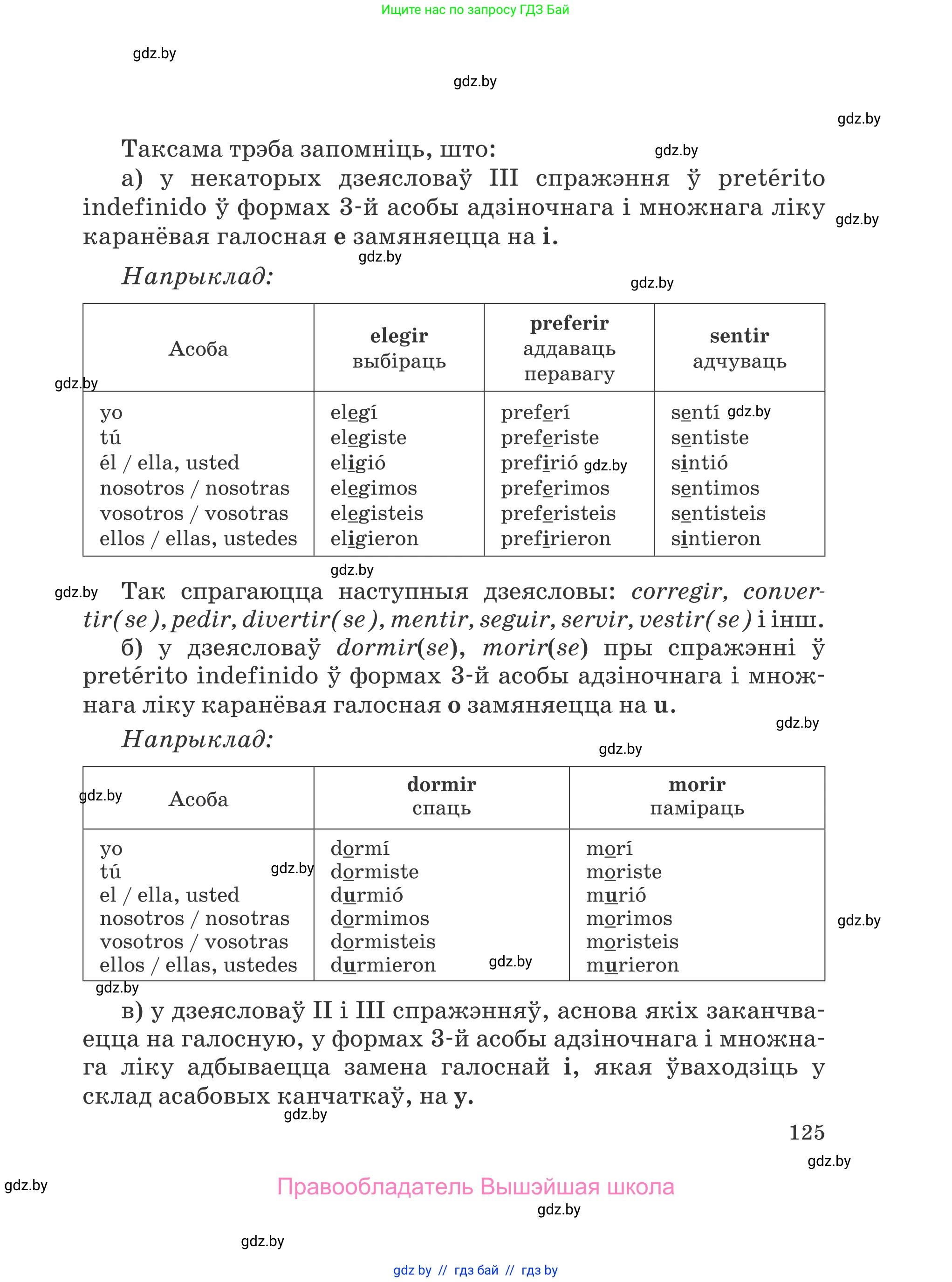 Испанский язык, 5 класс Учебник, авторы: Цыбулева Татьяна Эдуардовна, Пушкина Ольга Александровна, издательство Вышэйшая школа, Минск, 2017, оранжевого цвета, страница 125