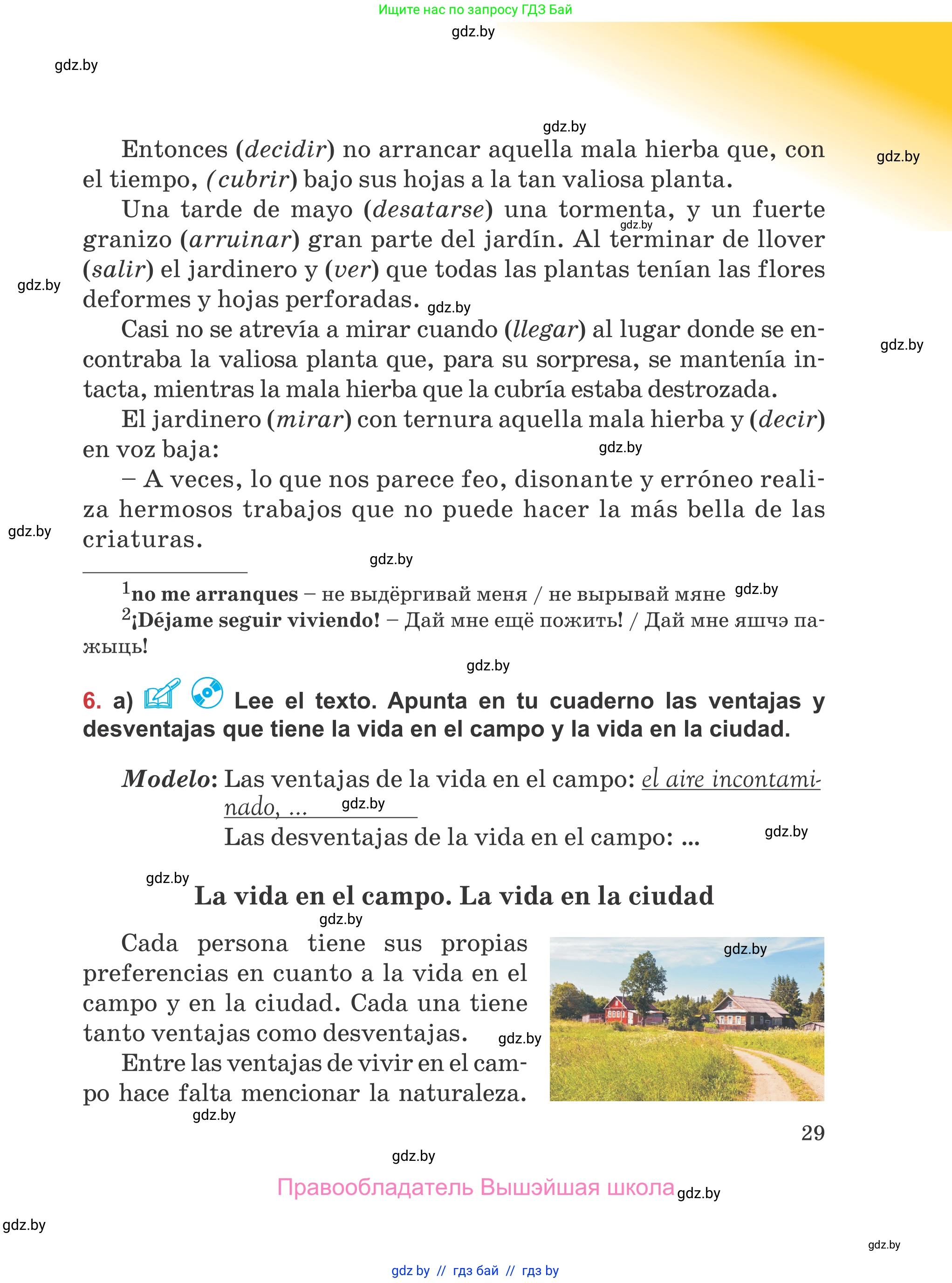 Испанский язык, 5 класс Учебник, авторы: Цыбулева Татьяна Эдуардовна, Пушкина Ольга Александровна, издательство Вышэйшая школа, Минск, 2017, оранжевого цвета, страница 29