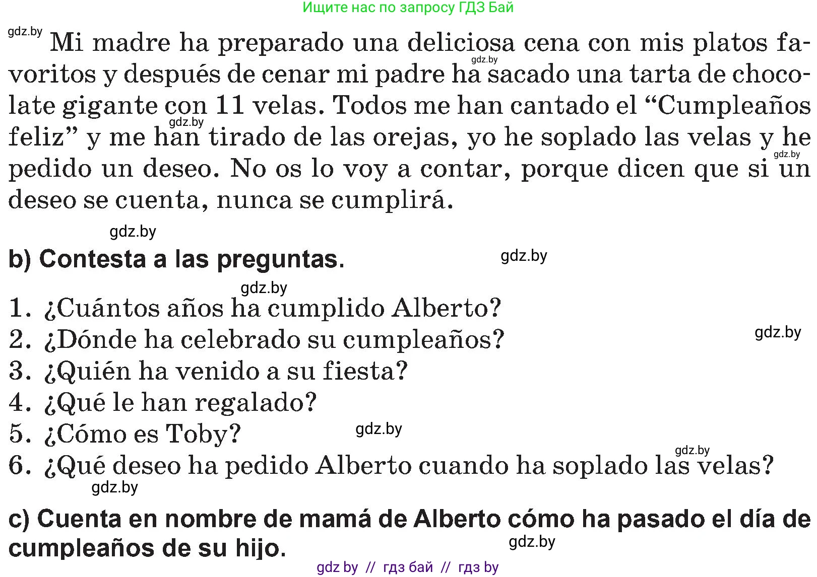 Испанский язык, 5 класс Учебник, авторы: Цыбулева Татьяна Эдуардовна, Пушкина Ольга Александровна, издательство Вышэйшая школа, Минск, 2017, оранжевого цвета, страница 85, номер 11, Условие (продолжение 2)