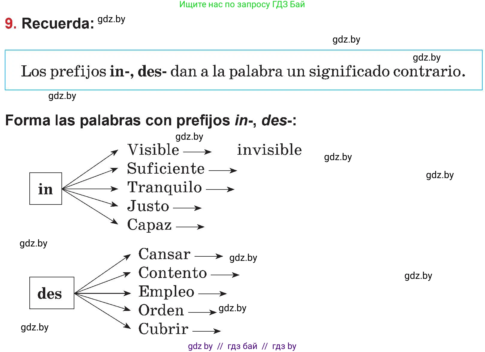 Испанский язык, 5 класс Учебник, авторы: Цыбулева Татьяна Эдуардовна, Пушкина Ольга Александровна, издательство Вышэйшая школа, Минск, 2017, оранжевого цвета, страница 32, номер 9, Условие