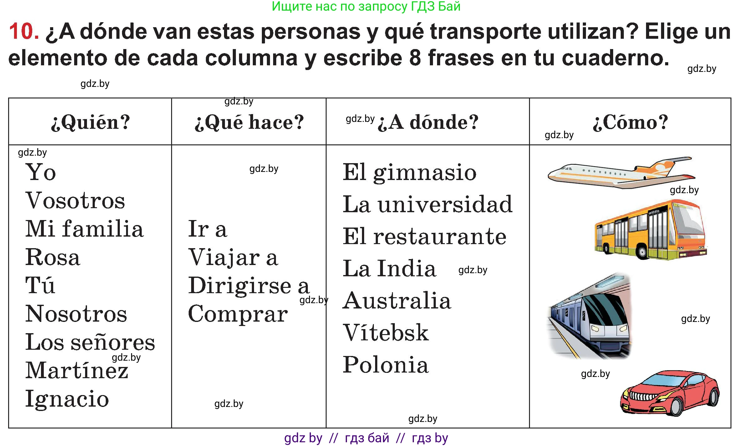 Испанский язык, 5 класс Учебник, авторы: Цыбулева Татьяна Эдуардовна, Пушкина Ольга Александровна, издательство Вышэйшая школа, Минск, 2017, оранжевого цвета, страница 40, номер 10, Условие