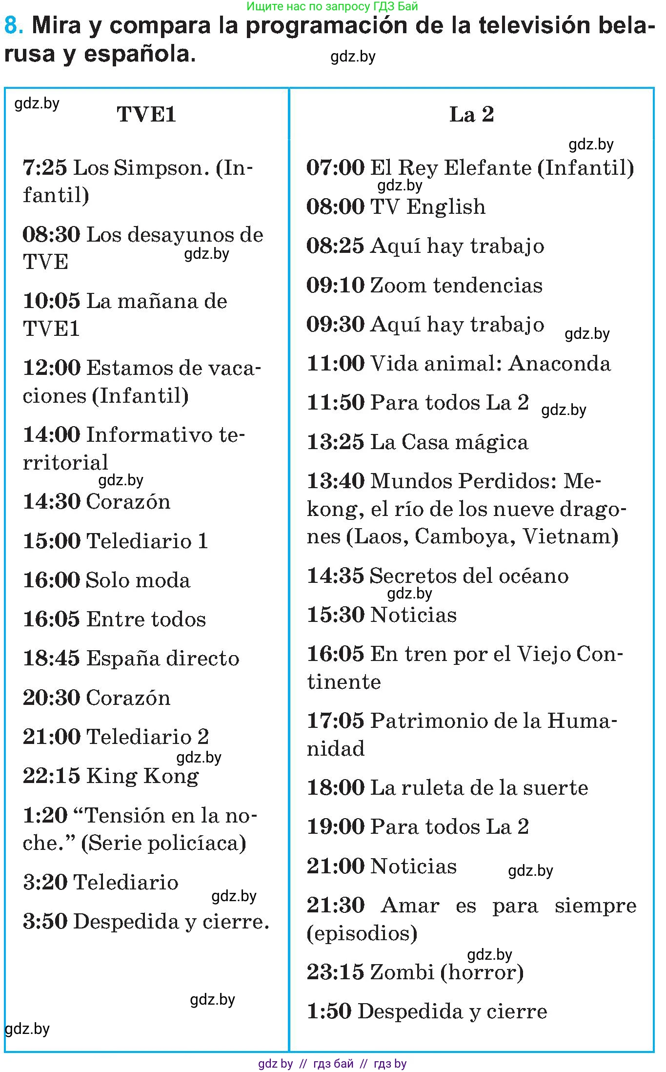 Испанский язык, 5 класс Учебник, автор: Гриневич Елена Карловна, издательство Вышэйшая школа, Минск, 2015, оранжевого цвета, Часть 1, страница 48, номер 8, Условие