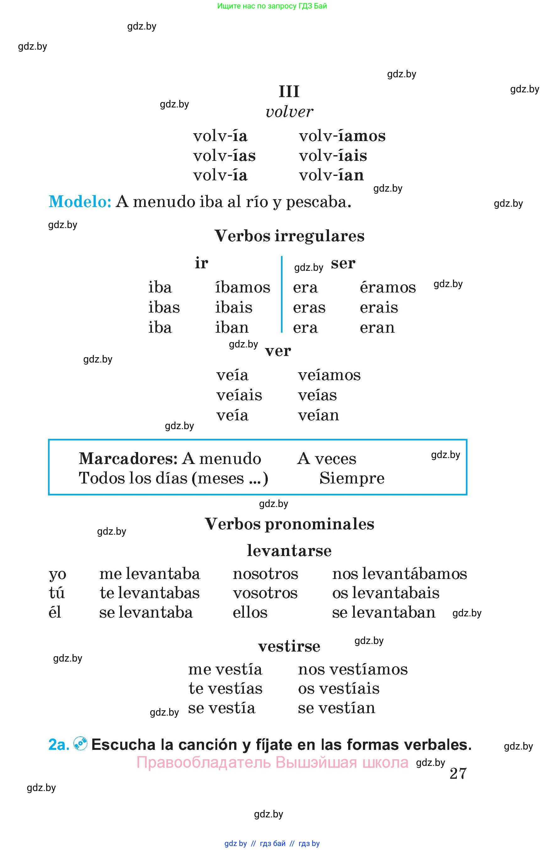 Испанский язык, 5 класс Учебник, автор: Гриневич Елена Карловна, издательство Вышэйшая школа, Минск, 2015, оранжевого цвета, Часть 1, страница 27