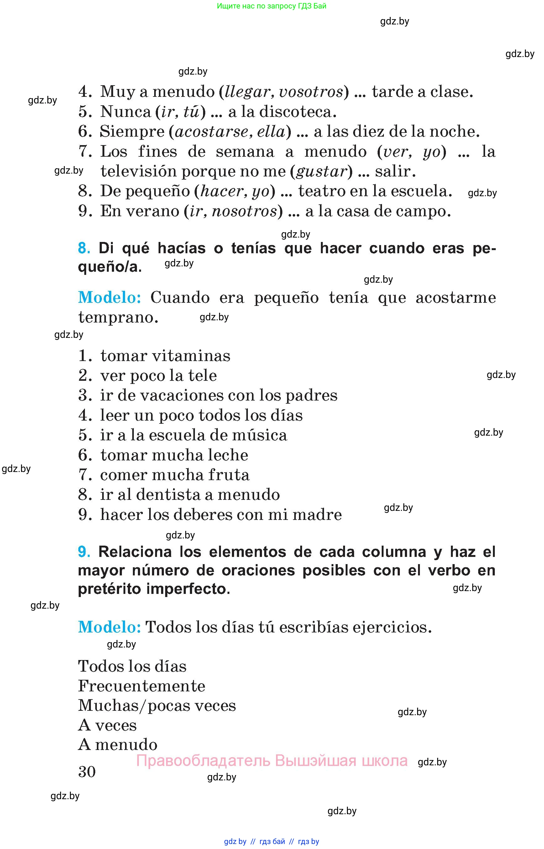 Испанский язык, 5 класс Учебник, автор: Гриневич Елена Карловна, издательство Вышэйшая школа, Минск, 2015, оранжевого цвета, Часть 1, страница 30