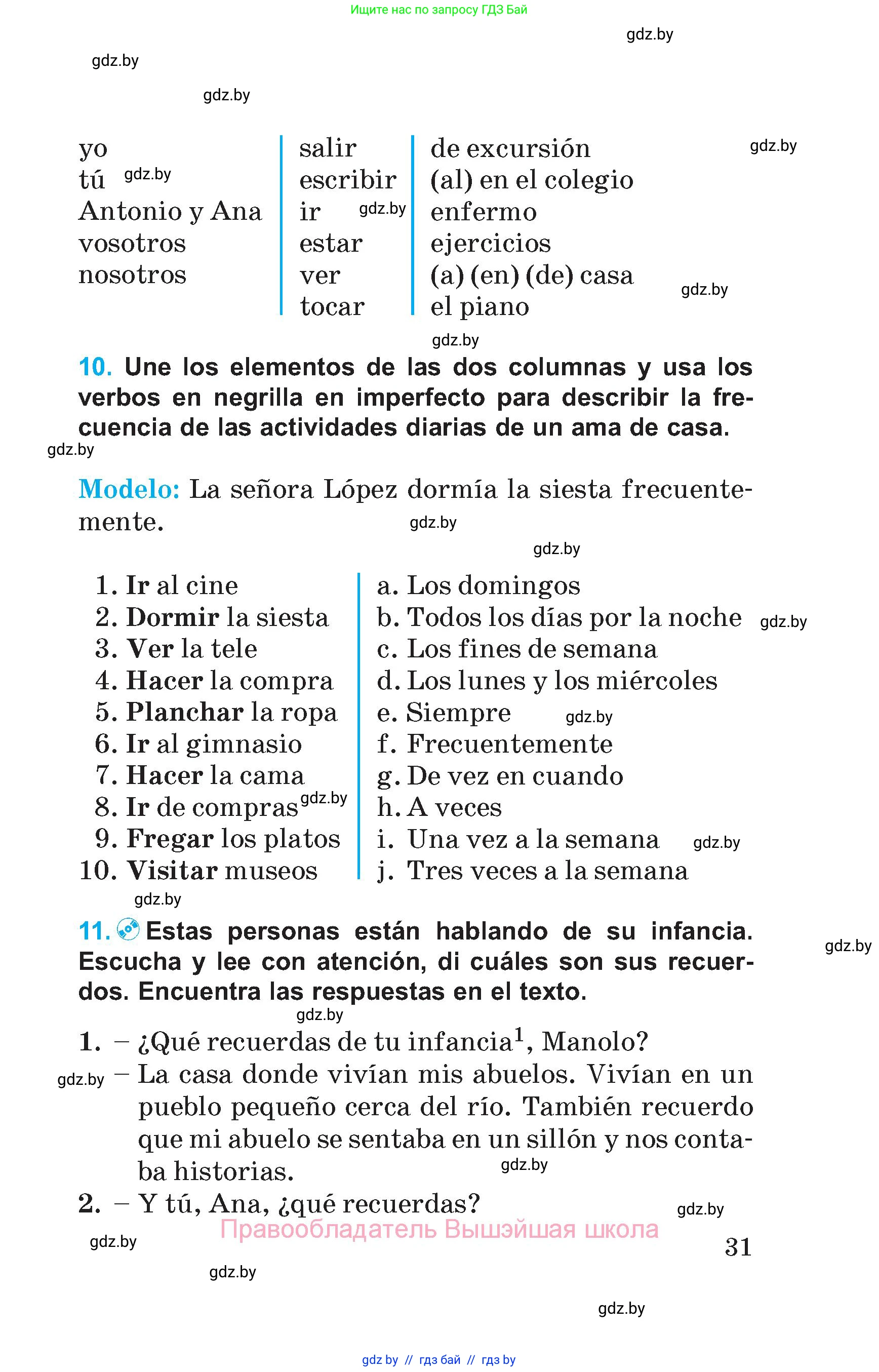 Испанский язык, 5 класс Учебник, автор: Гриневич Елена Карловна, издательство Вышэйшая школа, Минск, 2015, оранжевого цвета, Часть 1, страница 31