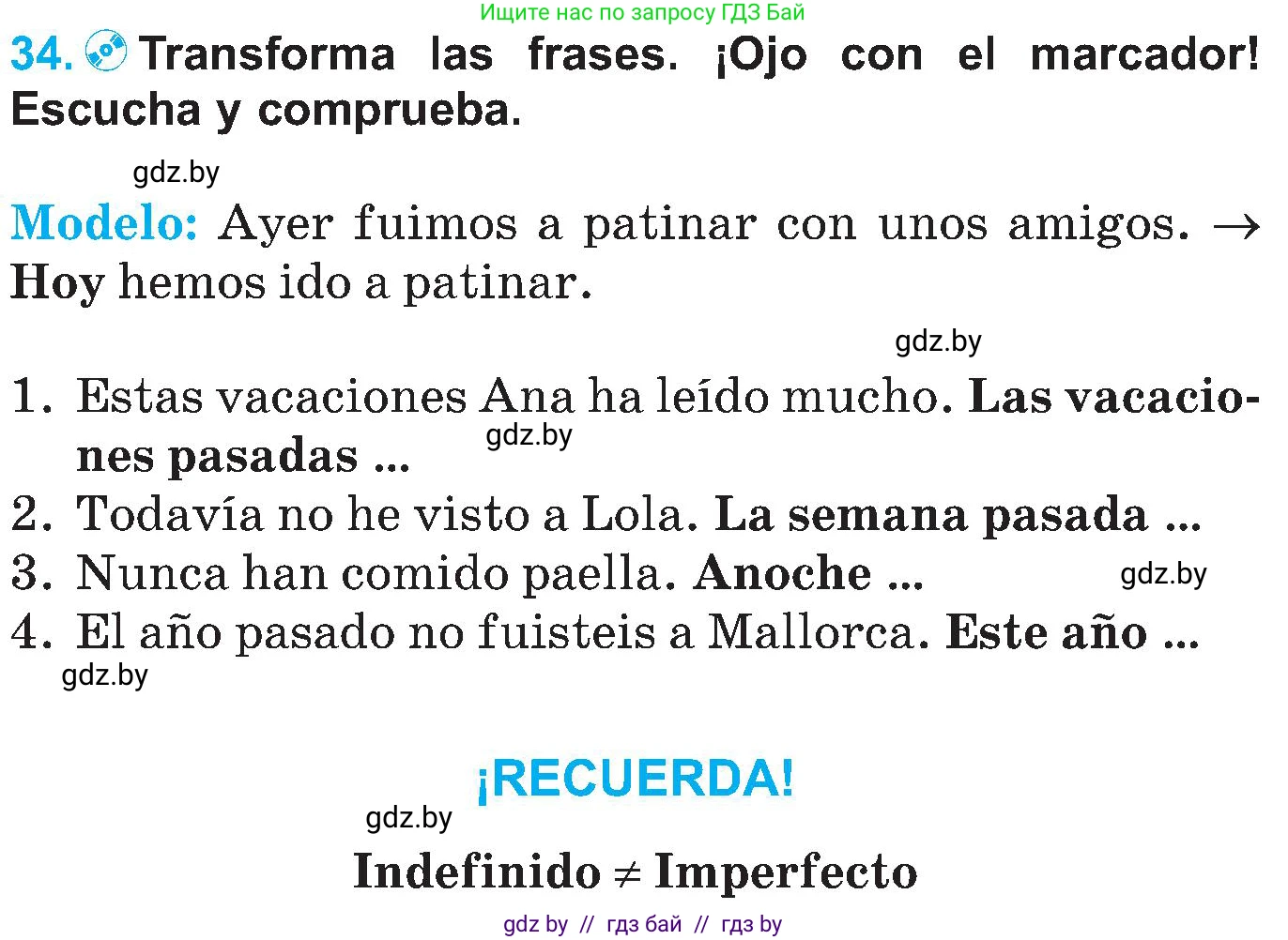Испанский язык, 5 класс Учебник, автор: Гриневич Елена Карловна, издательство Вышэйшая школа, Минск, 2015, оранжевого цвета, Часть 1, страница 79, номер 34, Условие