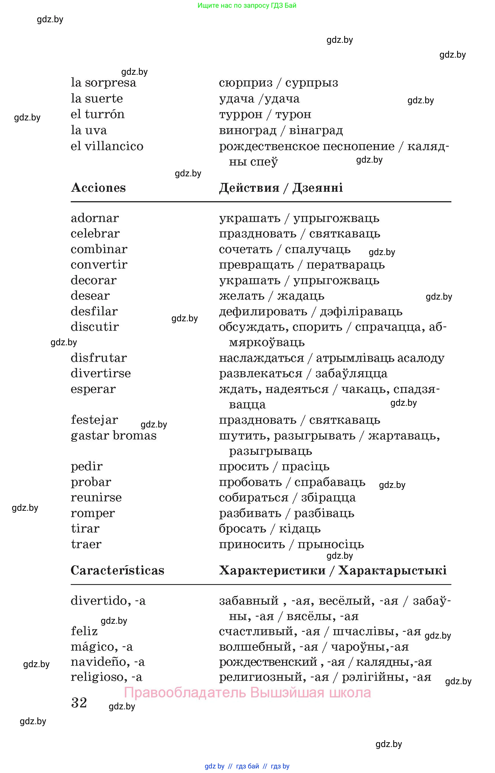 Испанский язык, 5 класс Учебник, автор: Гриневич Елена Карловна, издательство Вышэйшая школа, Минск, 2015, оранжевого цвета, страница 32