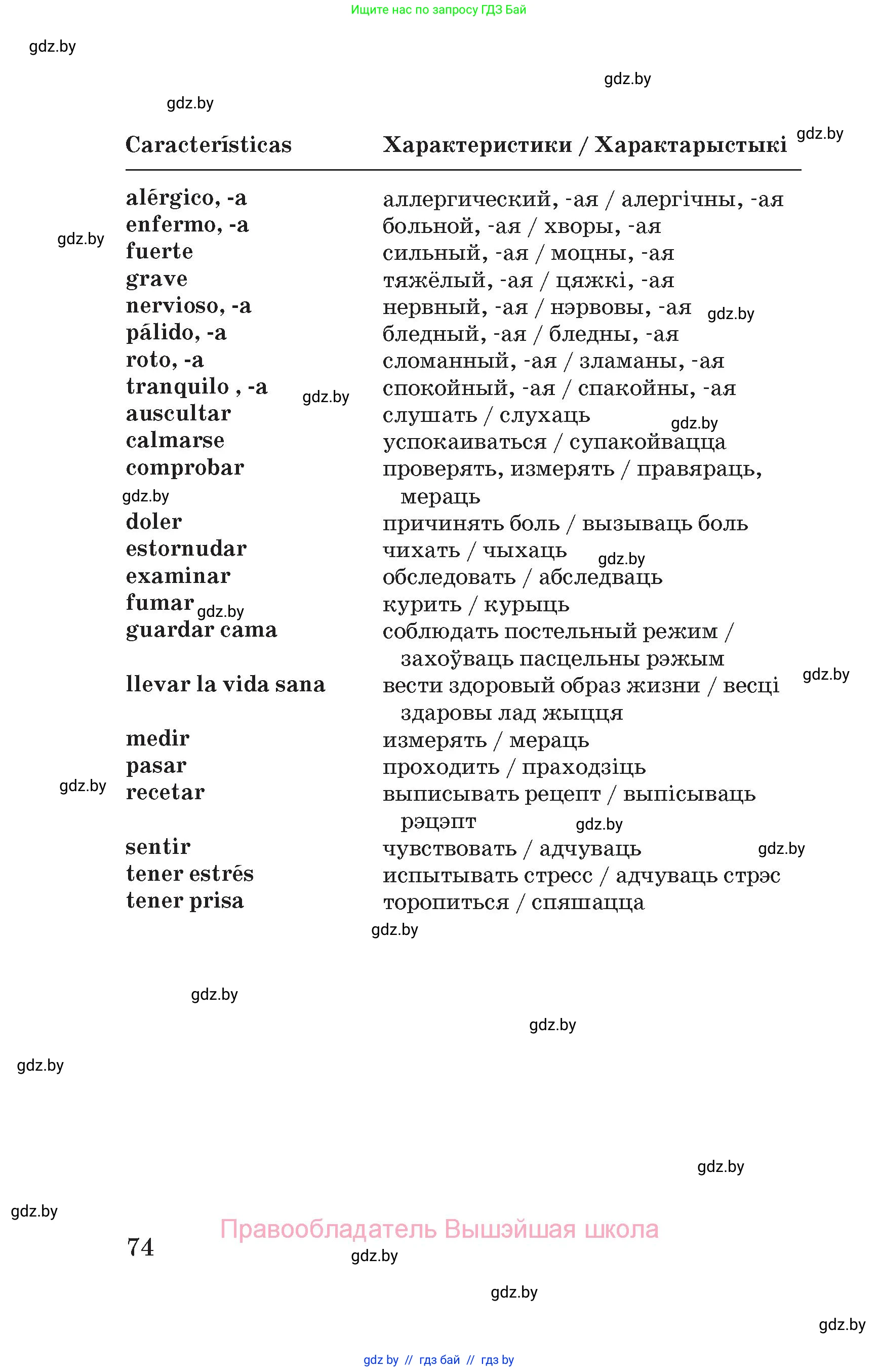 Испанский язык, 5 класс Учебник, автор: Гриневич Елена Карловна, издательство Вышэйшая школа, Минск, 2015, оранжевого цвета, страница 74