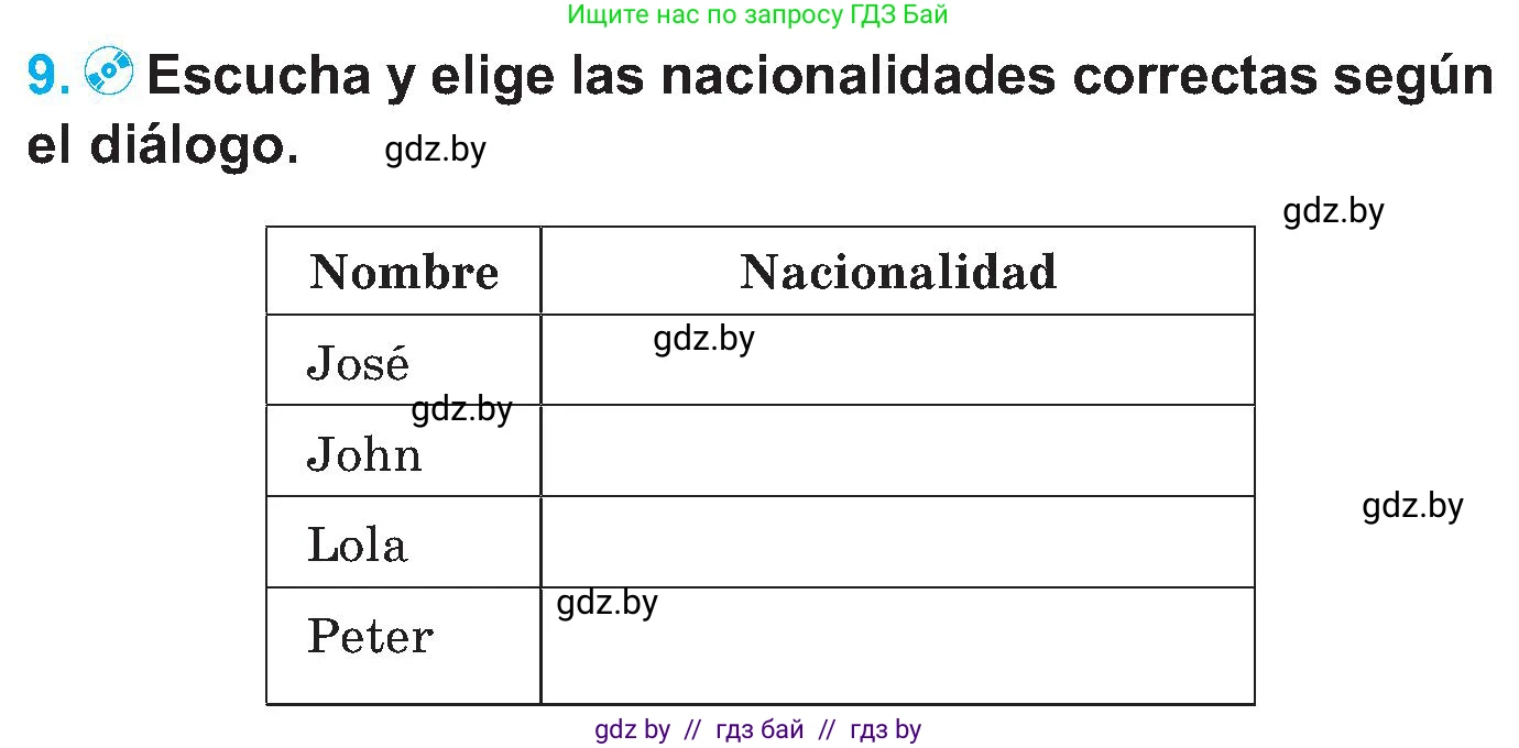 Испанский язык, 5 класс Учебник, автор: Гриневич Елена Карловна, издательство Вышэйшая школа, Минск, 2015, оранжевого цвета, Часть 1, страница 102, номер 9, Условие