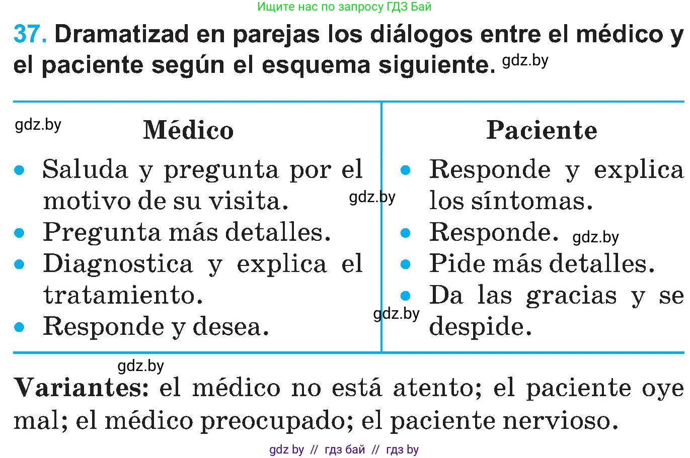 Испанский язык, 5 класс Учебник, автор: Гриневич Елена Карловна, издательство Вышэйшая школа, Минск, 2015, оранжевого цвета, Часть 2, страница 71, номер 37, Условие