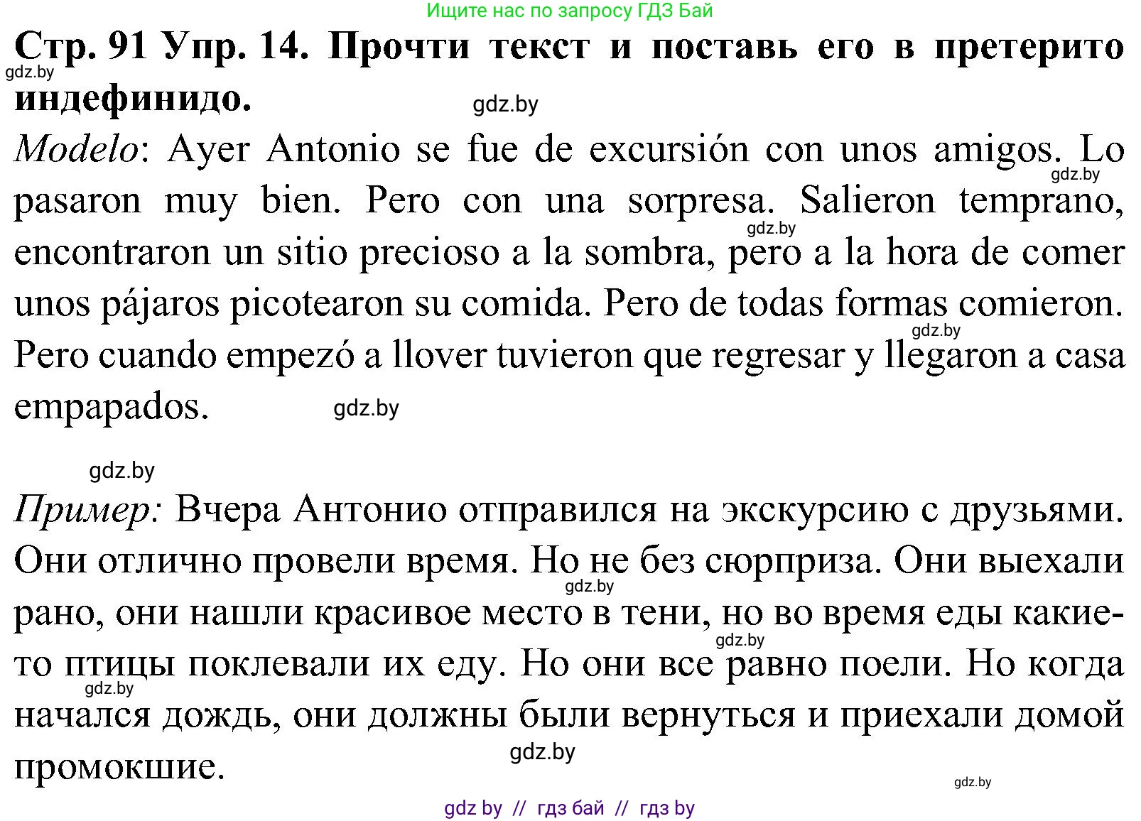 Испанский язык, 5 класс Учебник, автор: Гриневич Елена Карловна, издательство Вышэйшая школа, Минск, 2015, оранжевого цвета, Часть 1, страница 91, номер 14, Решение