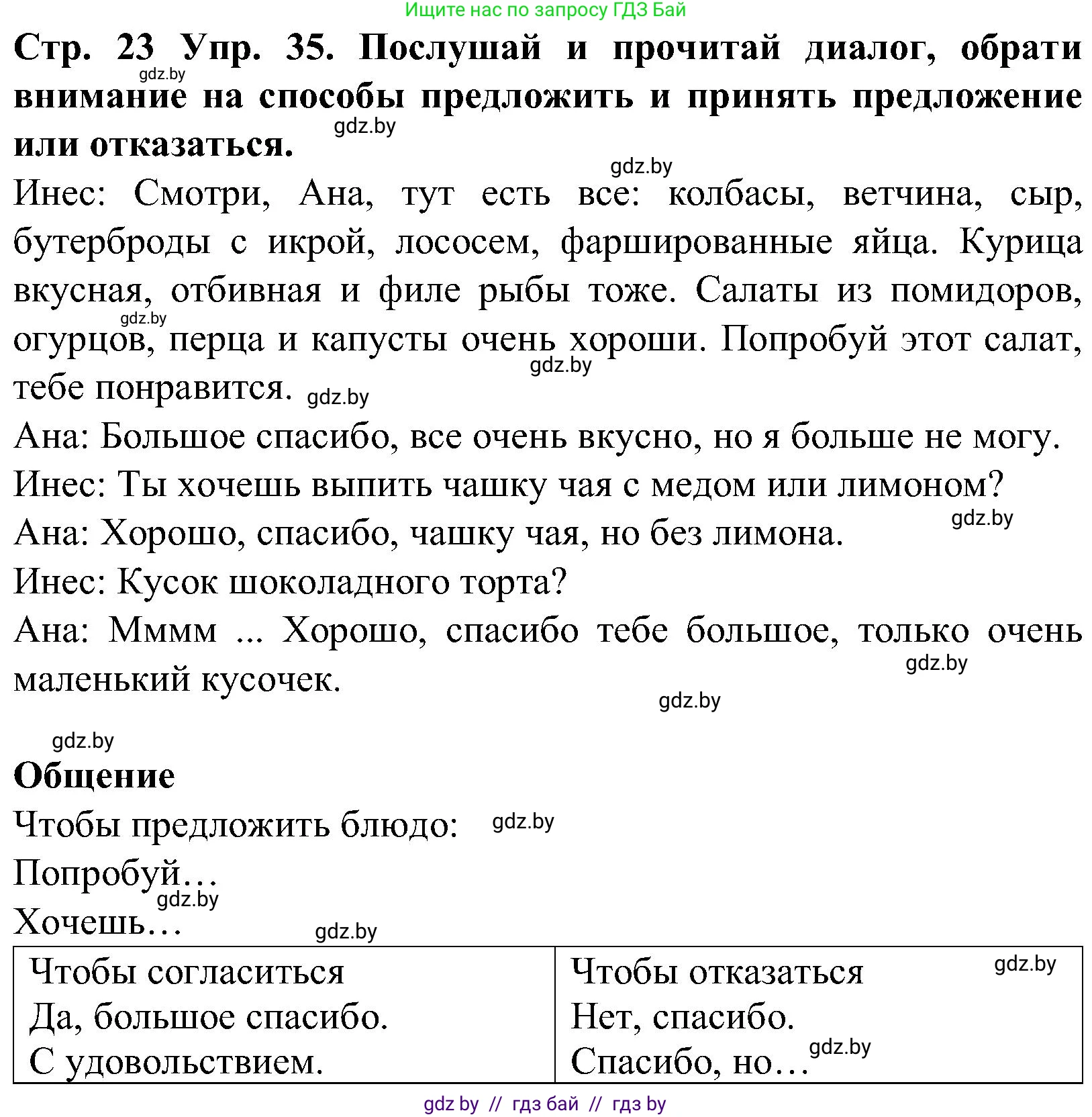 Испанский язык, 5 класс Учебник, автор: Гриневич Елена Карловна, издательство Вышэйшая школа, Минск, 2015, оранжевого цвета, Часть 2, страница 23, номер 35, Решение