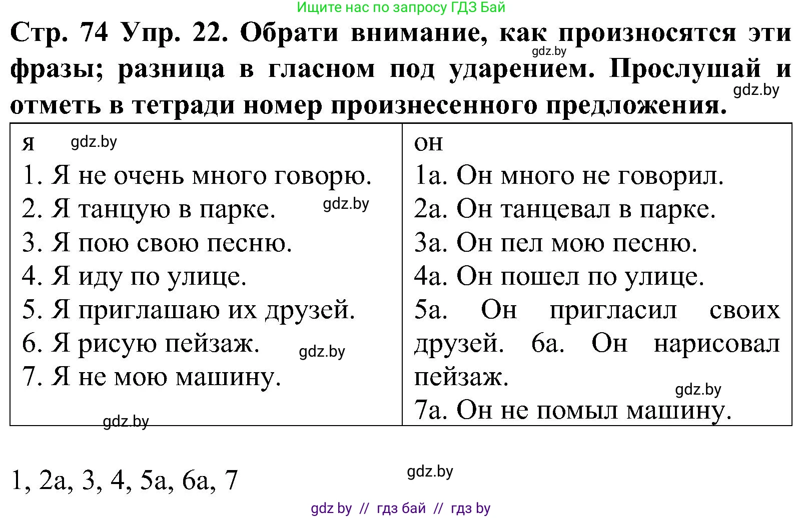 Испанский язык, 5 класс Учебник, автор: Гриневич Елена Карловна, издательство Вышэйшая школа, Минск, 2015, оранжевого цвета, Часть 1, страница 74, номер 22, Решение