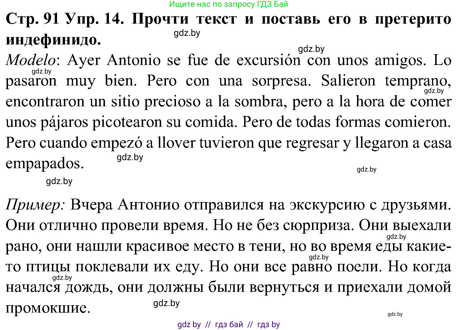 Испанский язык, 5 класс Учебник, автор: Гриневич Елена Карловна, издательство Вышэйшая школа, Минск, 2015, оранжевого цвета, Часть 1, страница 91, номер 14, Решение