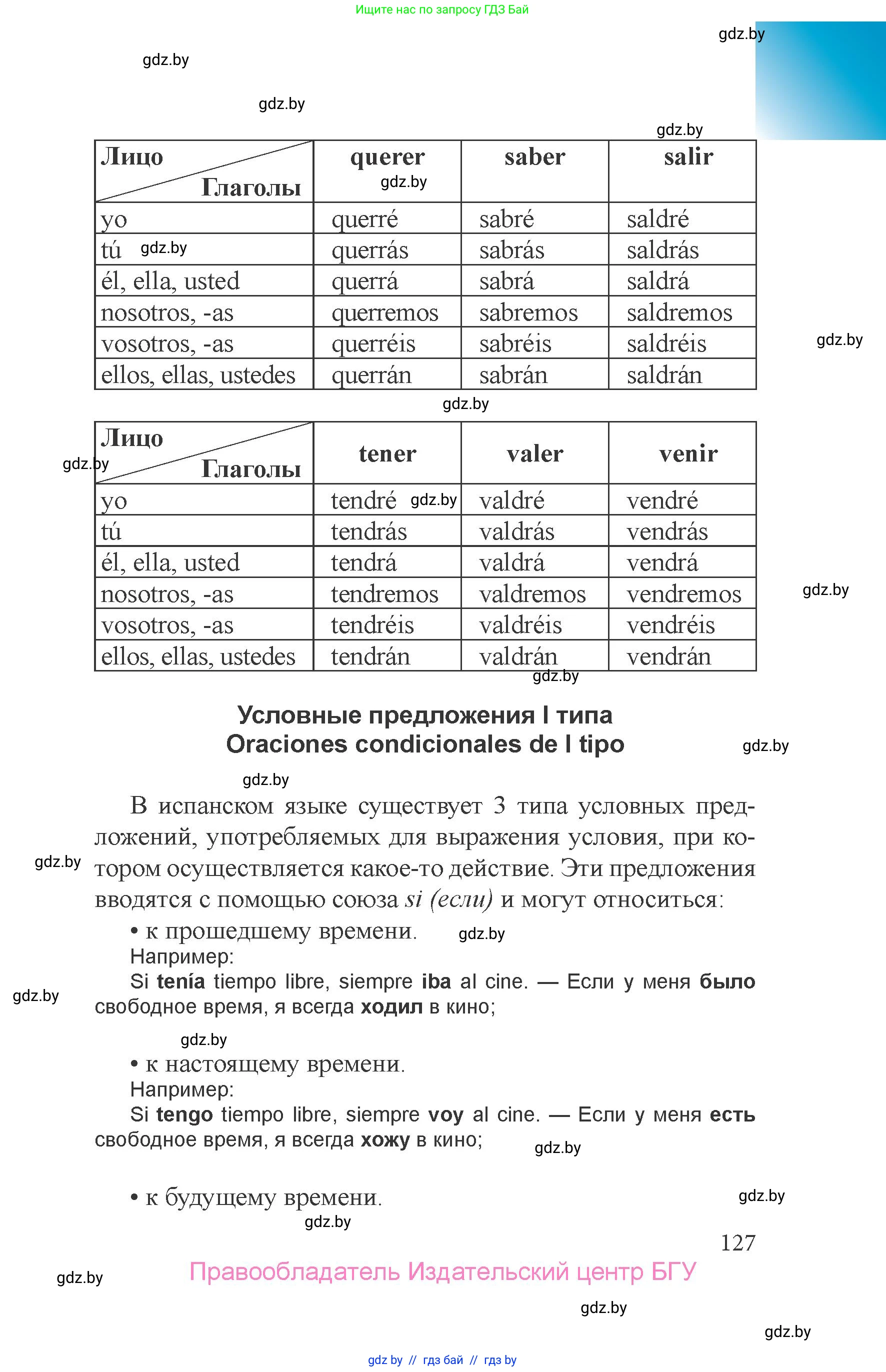 Испанский язык, 6 класс Учебник, авторы: Цыбулева Татьяна Эдуардовна, Пушкина Ольга Александровна, издательство Издательский центр БГУ, Минск, 2018, страница 127